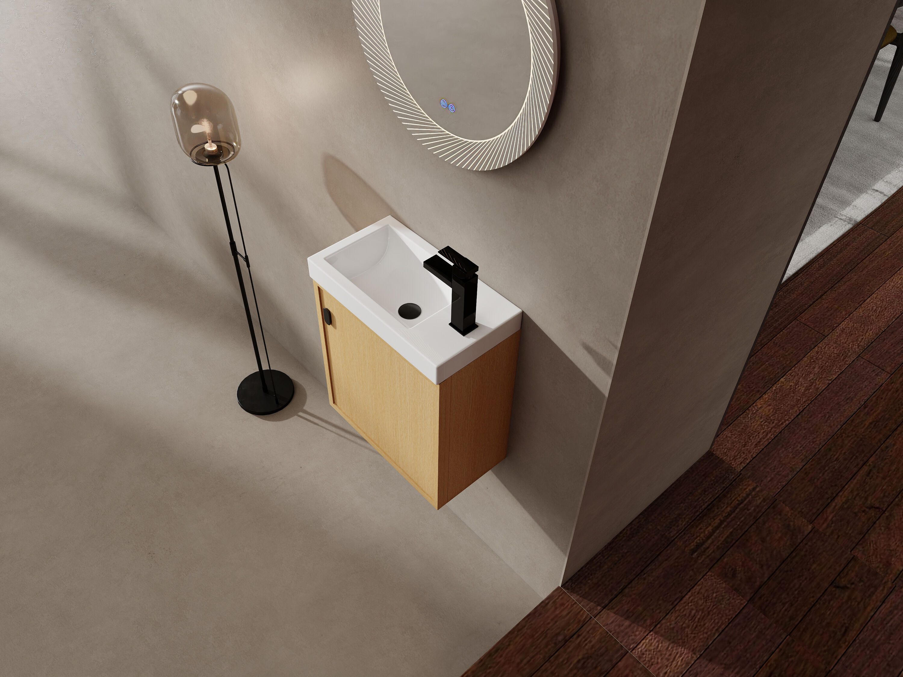 Tahanbath Wall-Mounted Bathroom Vanity with Resin Sink Soft Closed ...
