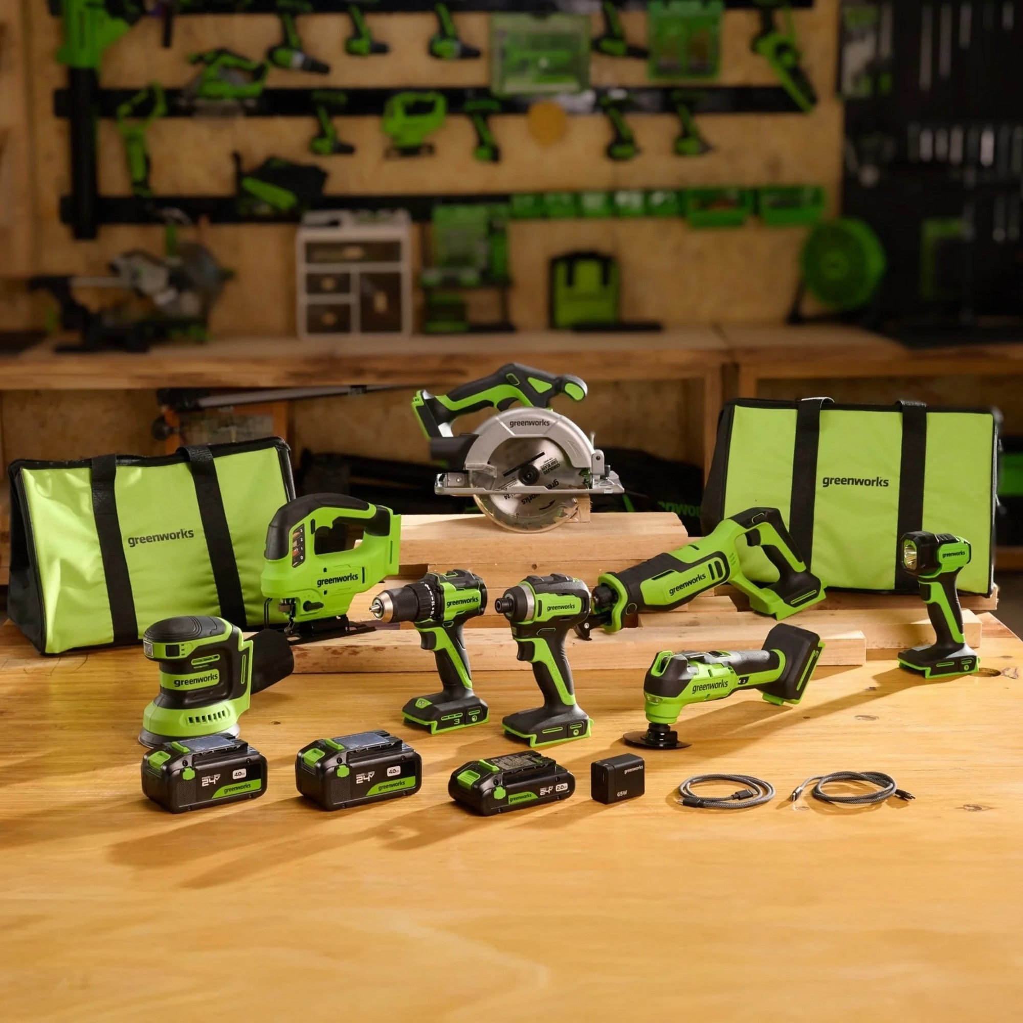 MultiSpliteCore-G2 SET レンジャーグリーン Greenworks 24-volt 8 -Tool Brushless Power Tool Combo Kit with