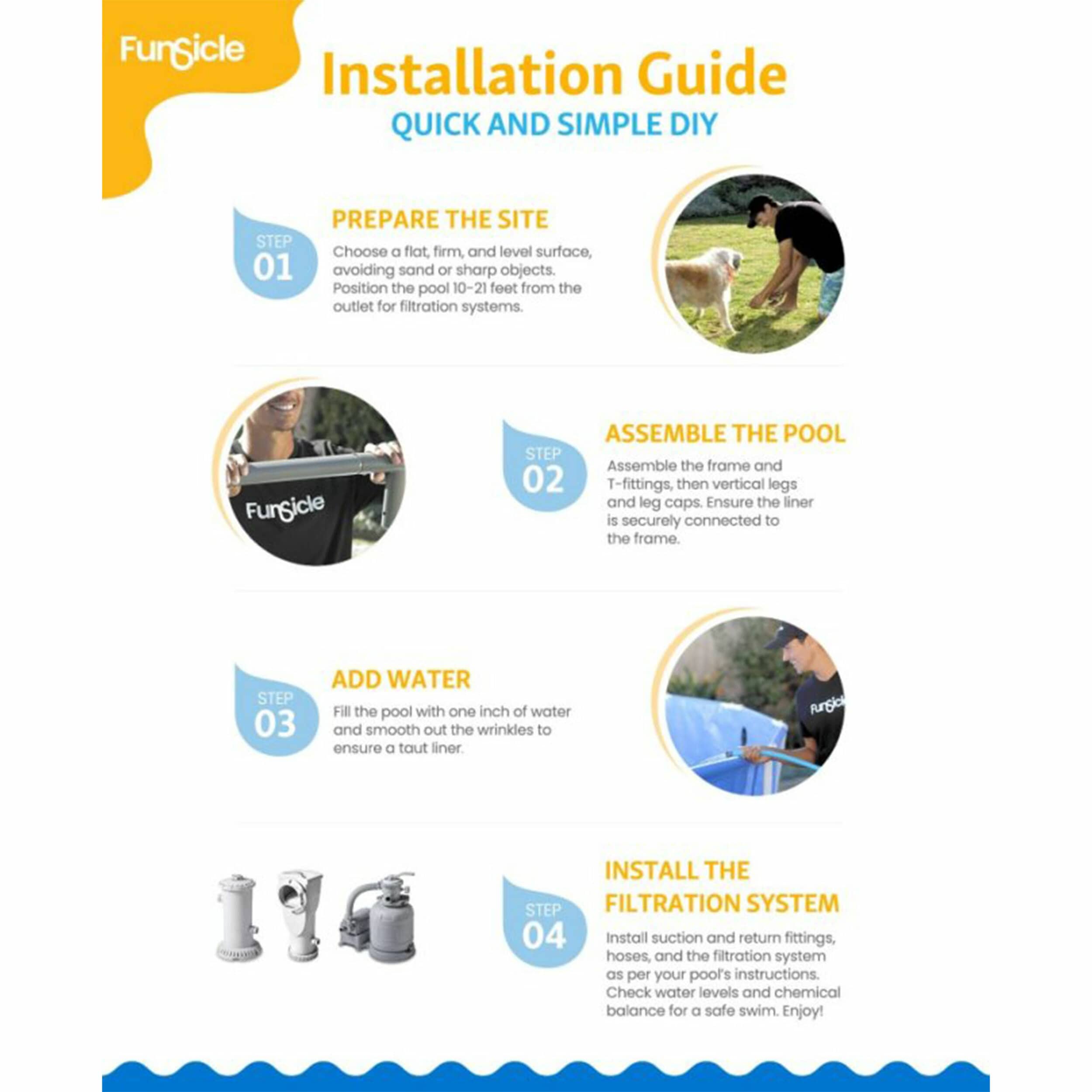 Funsicle 24-Foot Gray Rectangular Above Ground Pool with Filter and Ladder