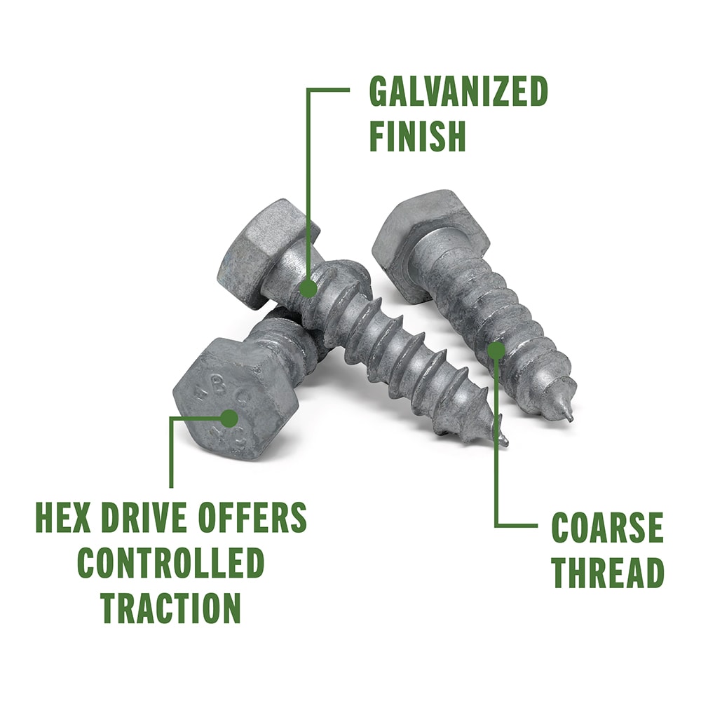 Hillman 3/8-in x 1-1/2-in Hot-Dipped Galvanized Hex-Head Exterior Lag  Screws in the Lag Screws department at