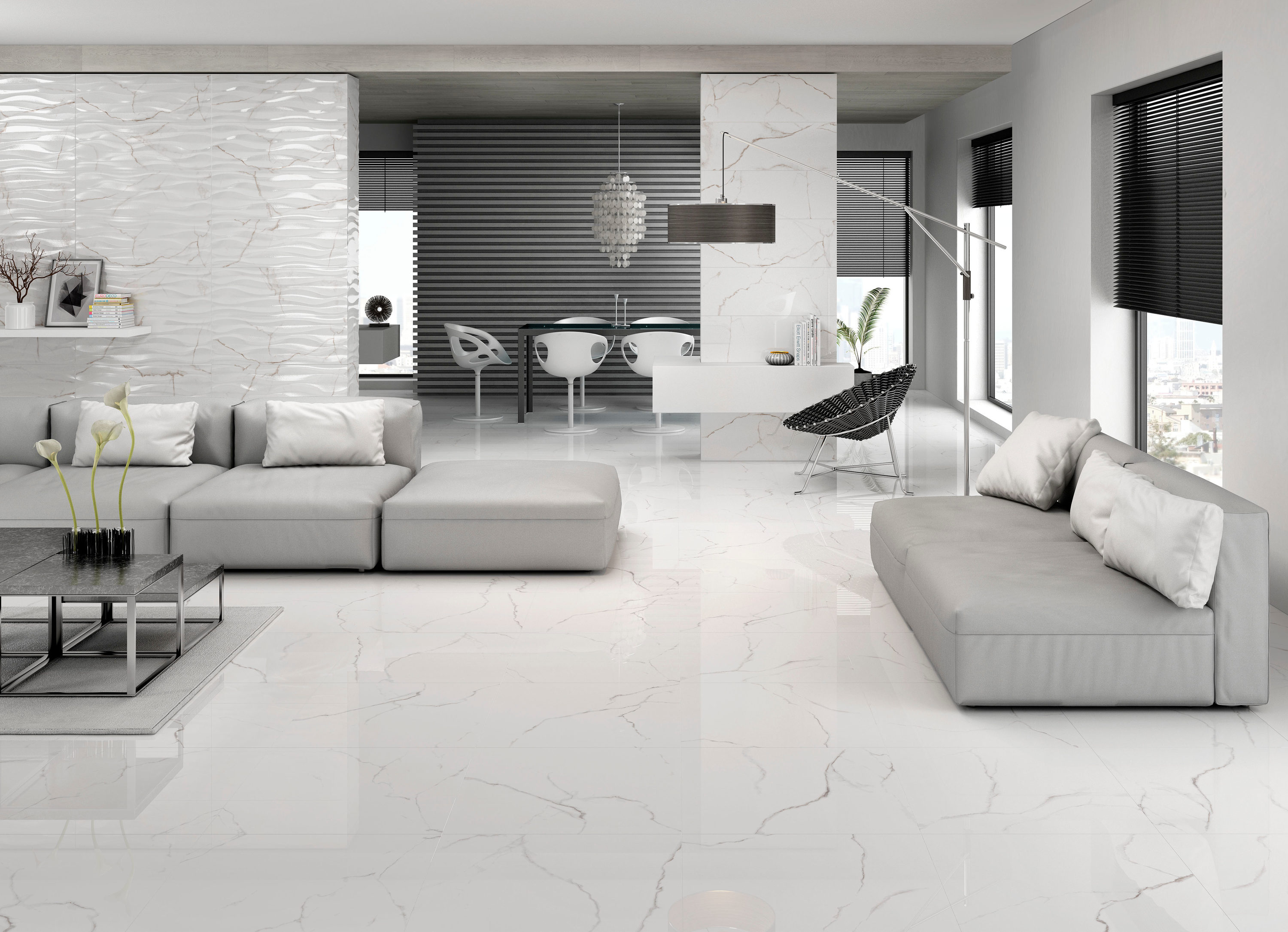 Emser SCULPTURE 5-Pack White 12-in x 24-in Glazed Porcelain Stone Look Wall Tile