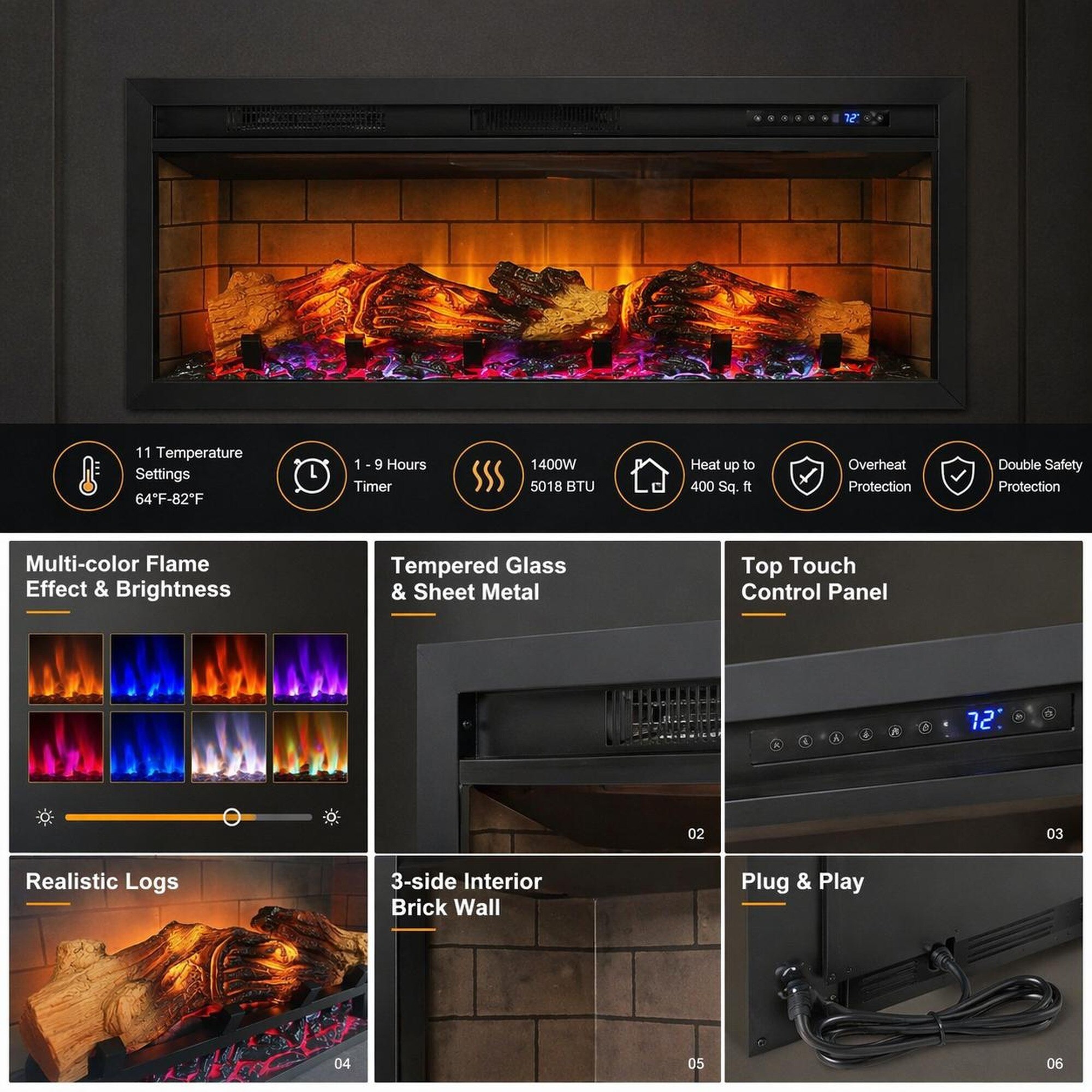 TEINIE HJJ-W1769P193705 Electric-Fireplaces - View #4
