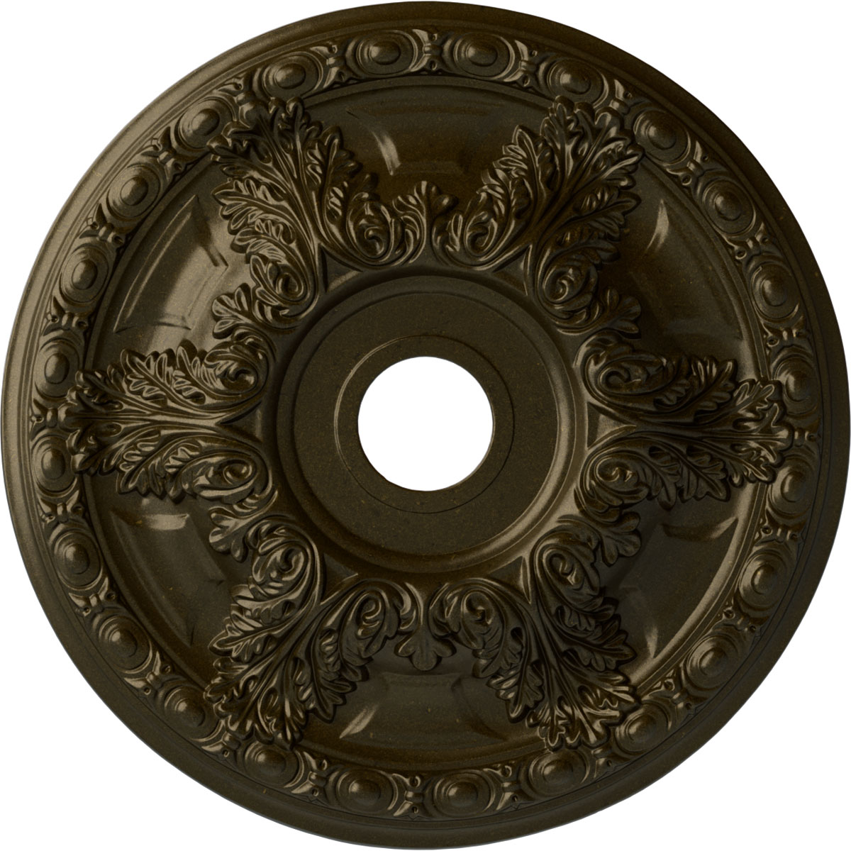 Ekena Millwork CM23GAGGS Granada 23.375-in W x 23.375-in L Painted Green Gold Polyurethane Whole Ceiling Medallion