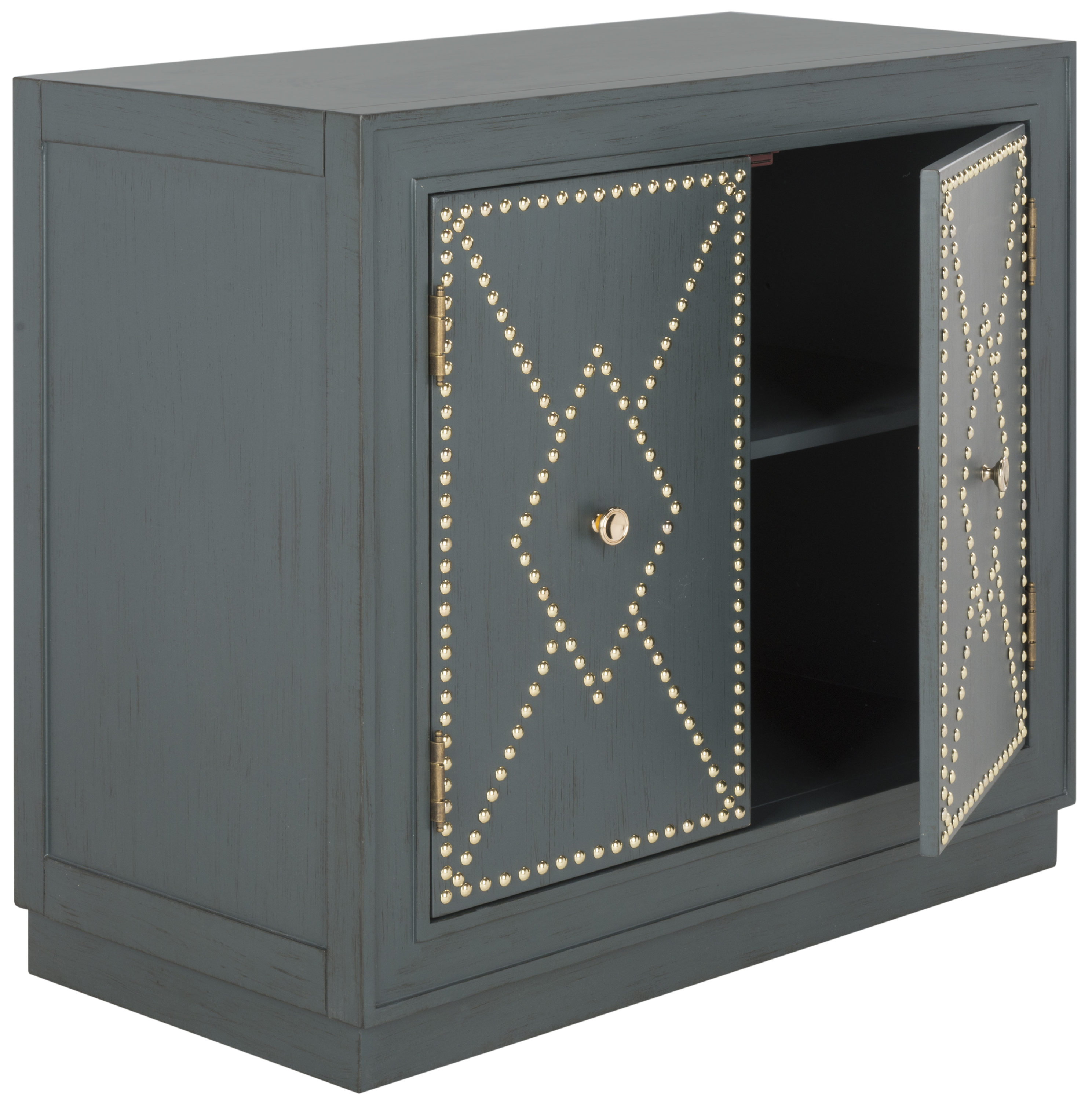 Safavieh Erin Steel Teal/Gold/Mirror Acacia Chest at Lowes.com