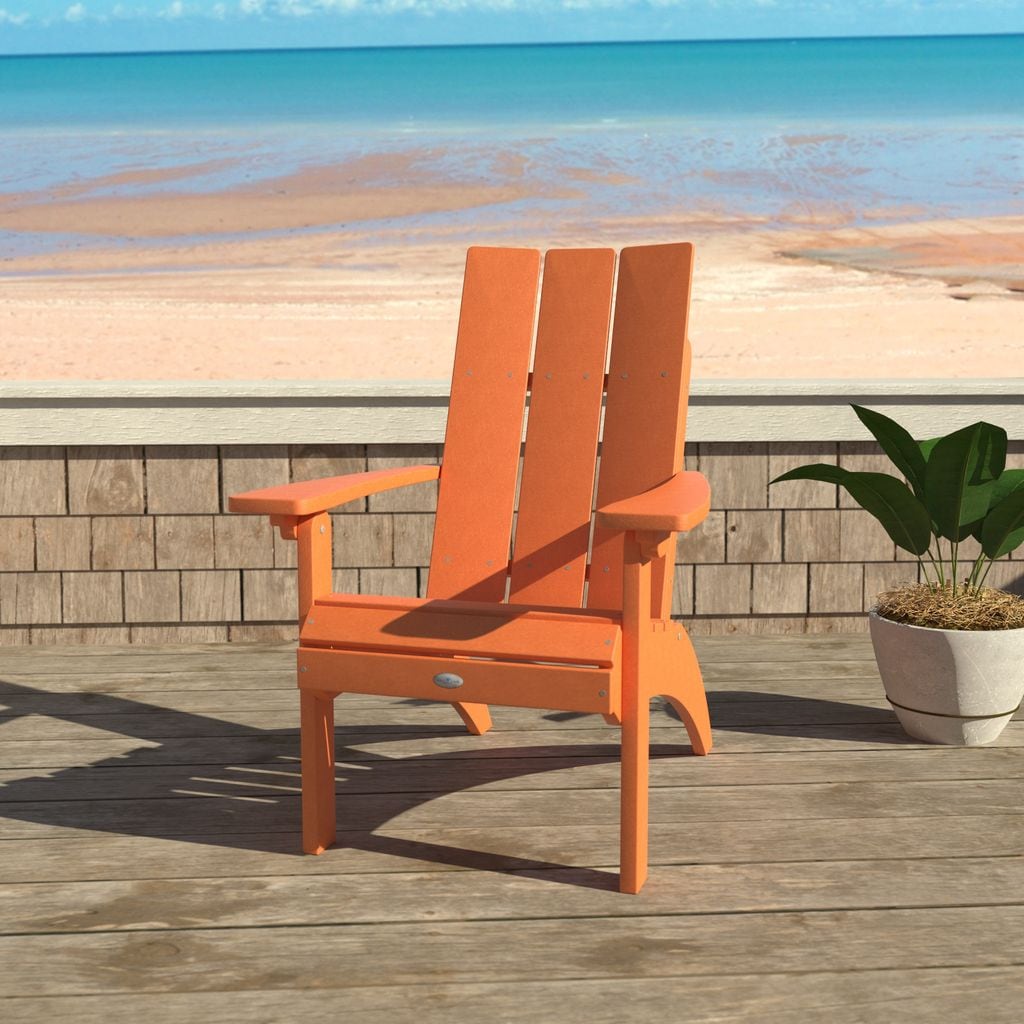 highwood BV-CHRADC2-COR Corolla Citrus Orange Poly-lumber Frame Stationary Adirondack Chair with Slat Seat