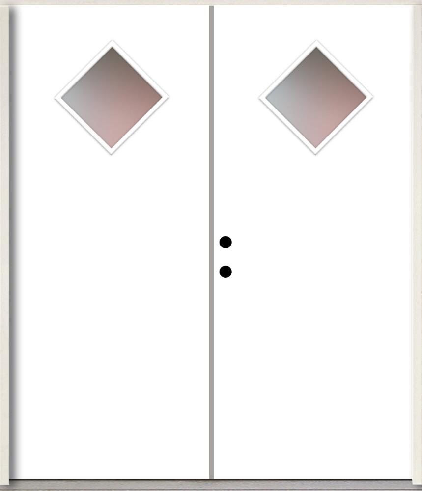 RELIABILT LO1067351 Spotlights 72-in x 80-in x Fiberglass 1/4 lite Right-hand inswing Modern White Paint Painted Prehung Double Front Door Insulating core