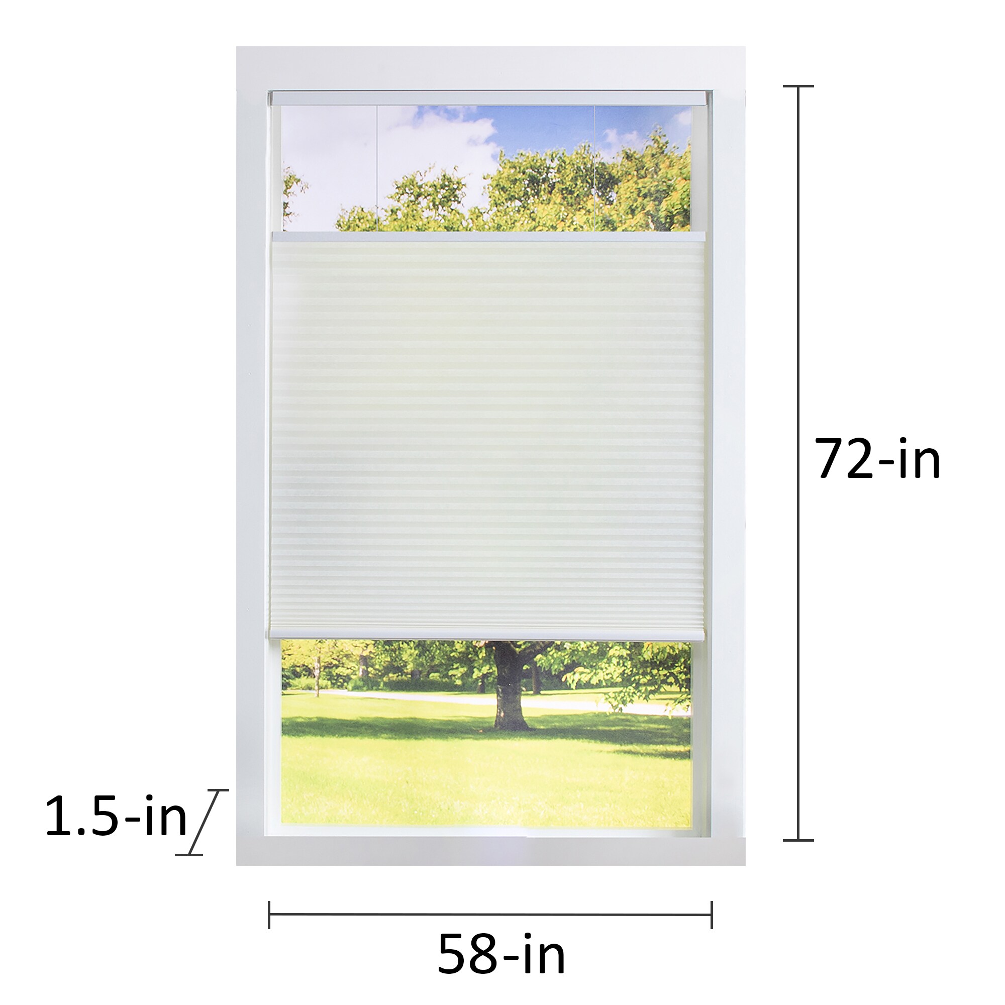 allen + roth 58-in x 72-in White Light Filtering Cordless Top-down