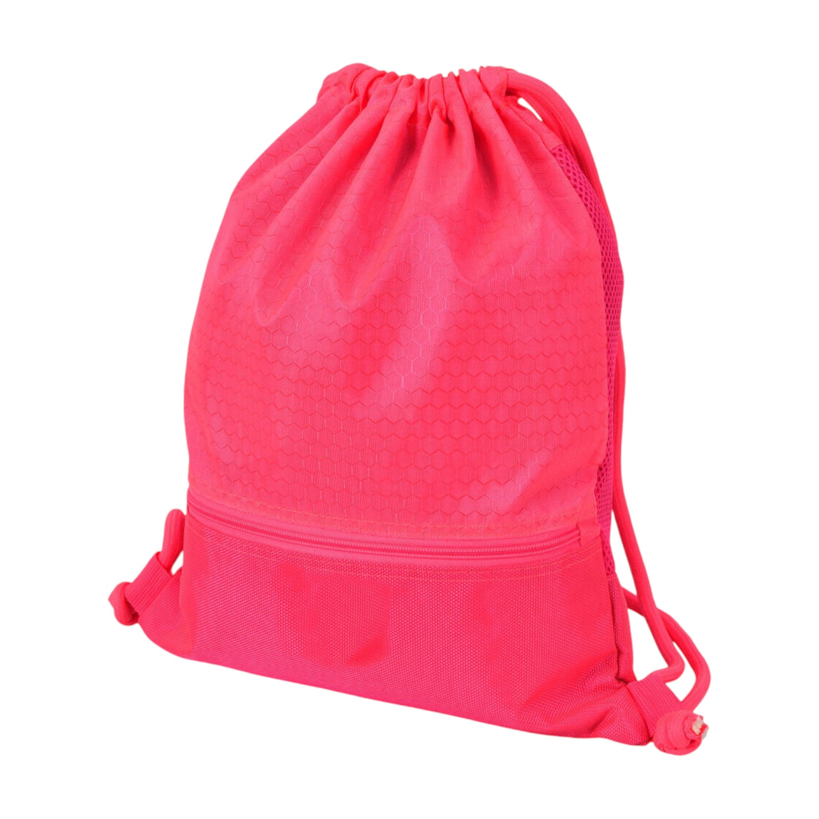 Slickblue D-CO-IP10001UB 17 Inch L x 14 Inch W- Drawstring Backpack with Lockable Zipper Front Pocket Polyester Mesh Multi-Purpose Bag for Sports Travel Hiking Camping- Black/ Dark Blue/ Green/ Pink