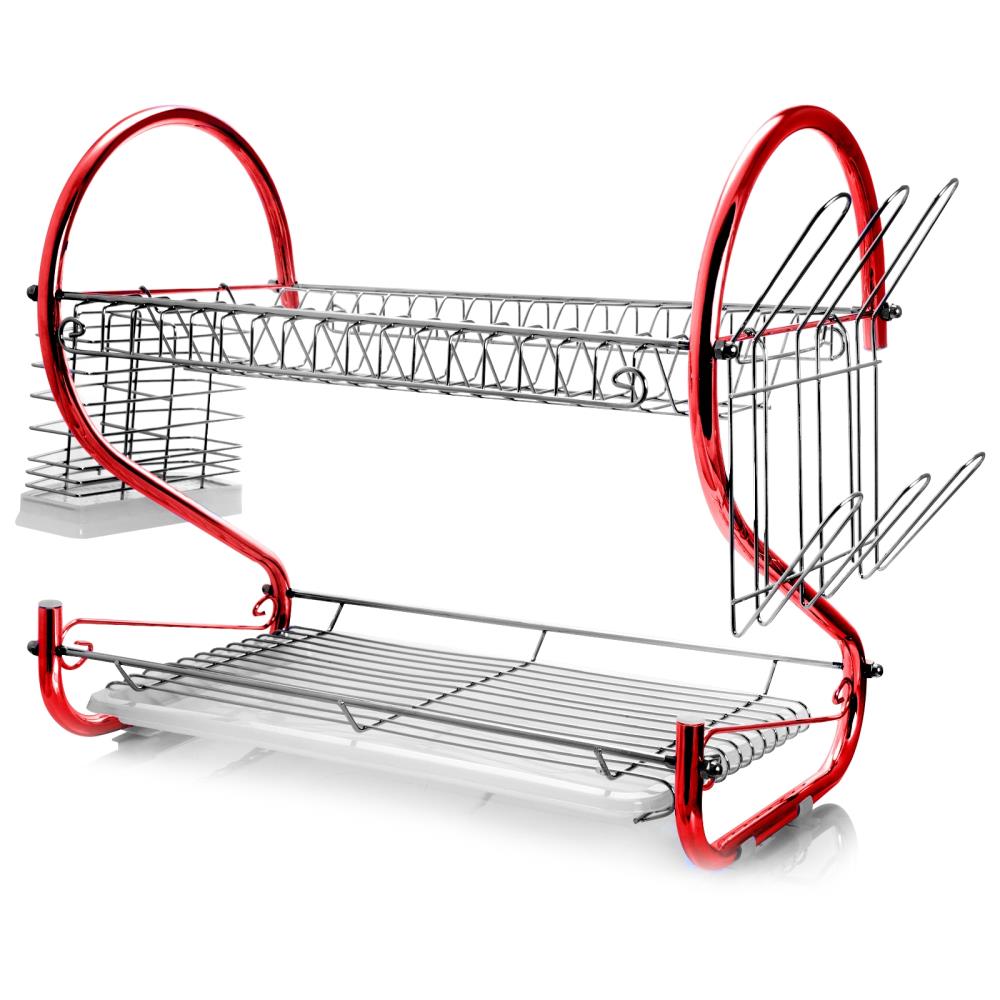 MegaChef 17.5 Red Dish Rack