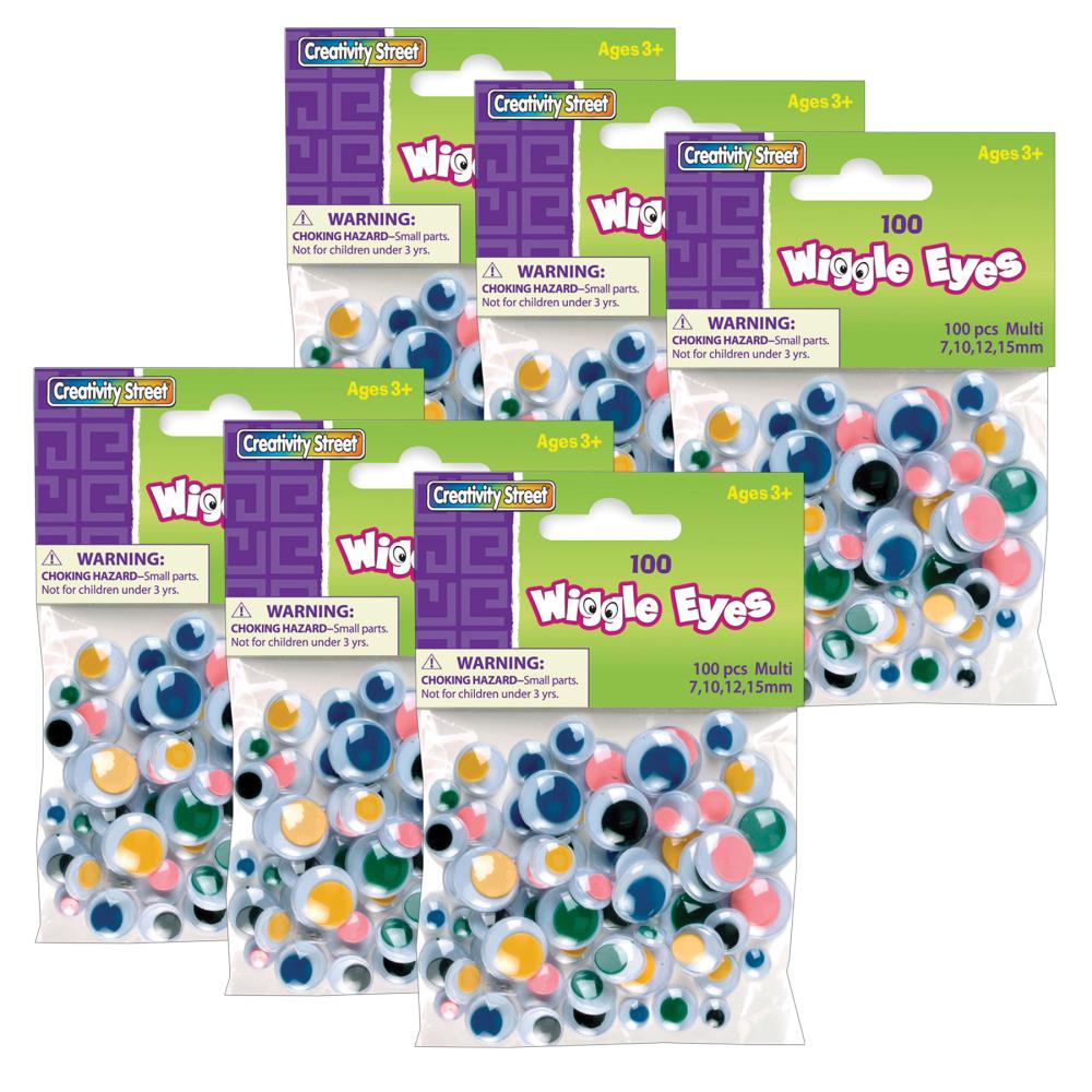 Creativity Street Wiggle Eyes, Multi-Color, Assorted Sizes, 100 per Pack, 6 Packs