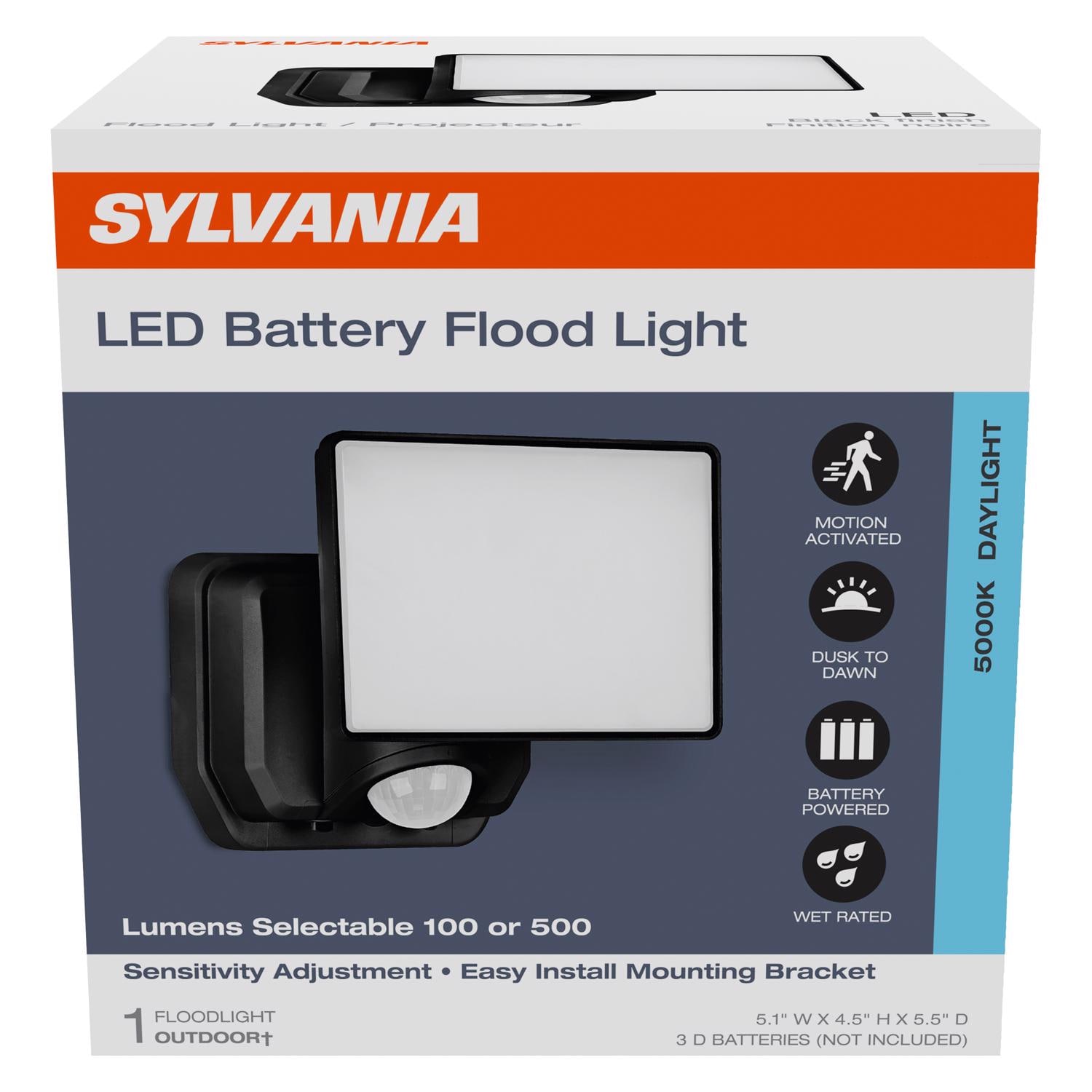 SYLVANIA -  Motion-Sensing Battery Powered LED Black Security Floodlight