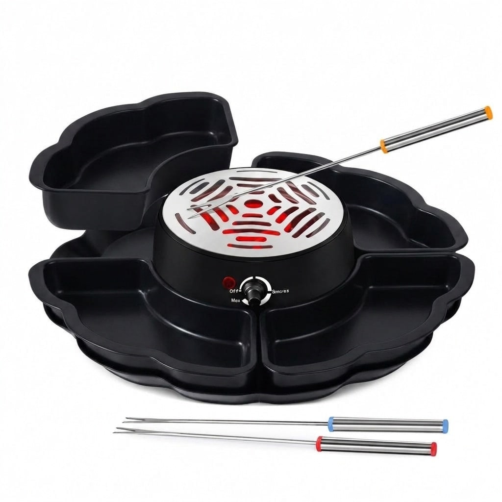 Aoibox -  2 in 1 Electric S mores Maker and Chocolate Fondue Pot with Roasting Forks and Detachab...