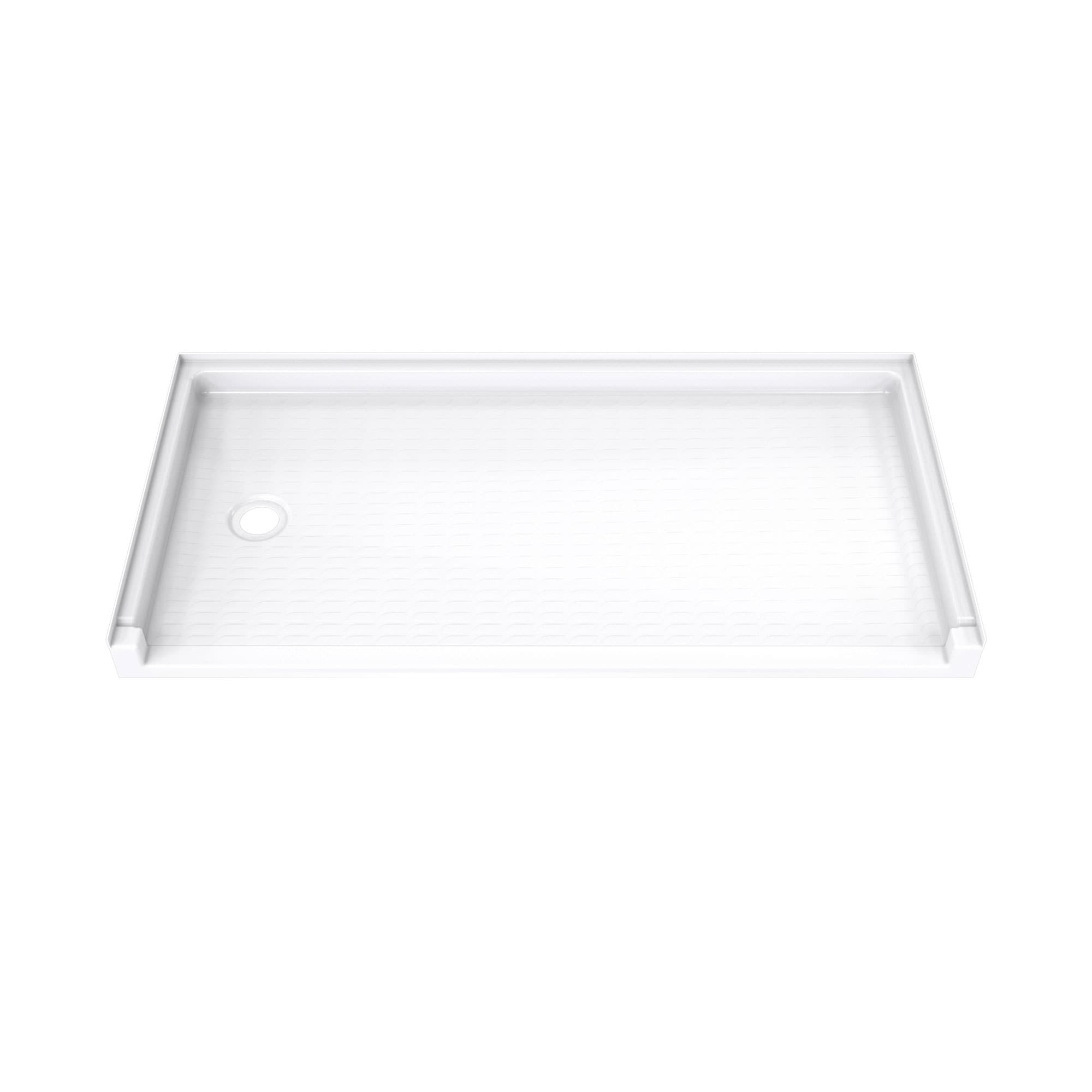 DreamLine B1DS6030LTL0001 DreamStone 30-in W x 60-in L White Single Threshold Rectangle Shower pan base with 3.19-in H Threshold (Left Drain)