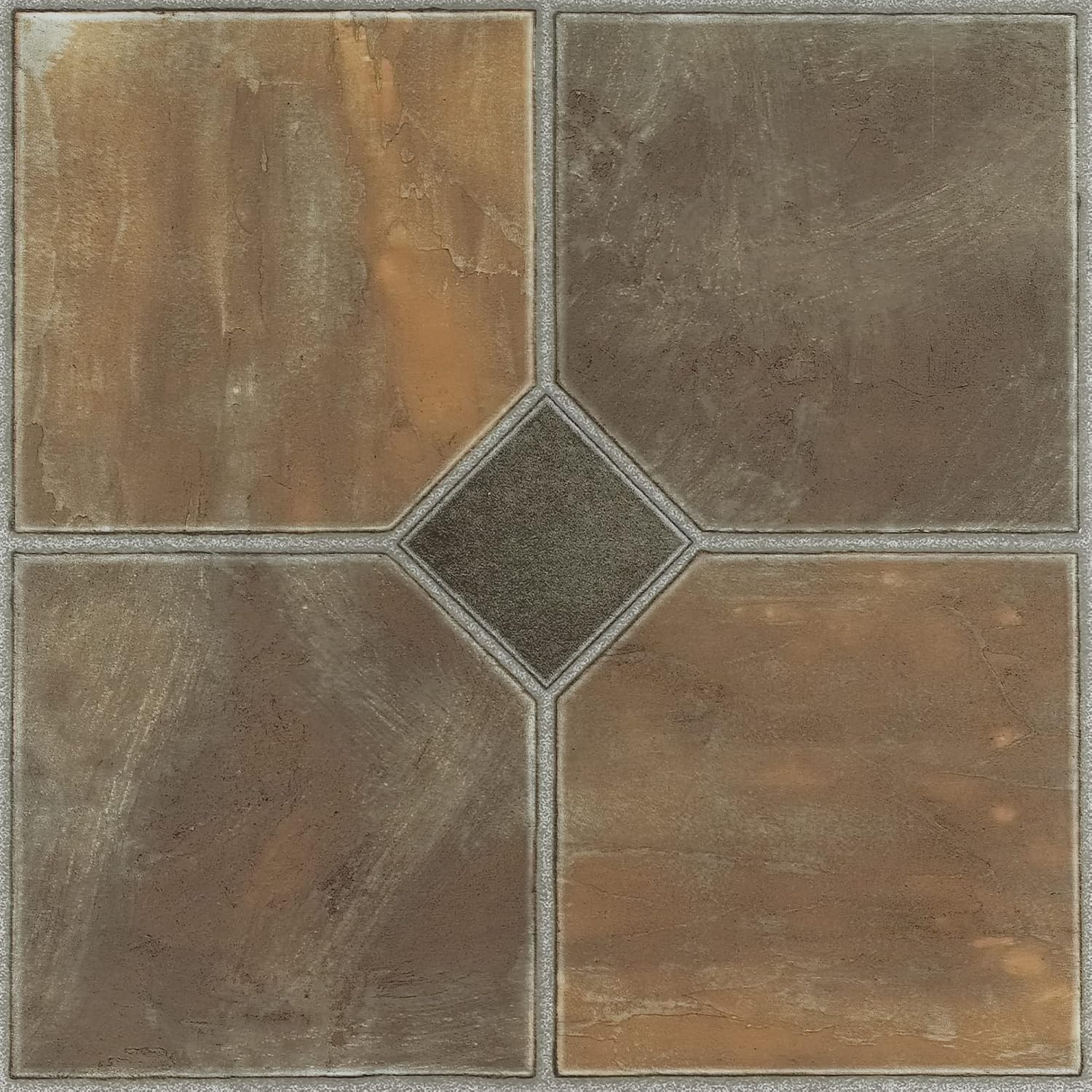 Luupatchy Peel and Stick Vinyl Floor Tiles 12 in x 12 in Rustic Slate Pattern 1.2mm Thick 20 Tiles Per Box Covers 20 Sq Ft