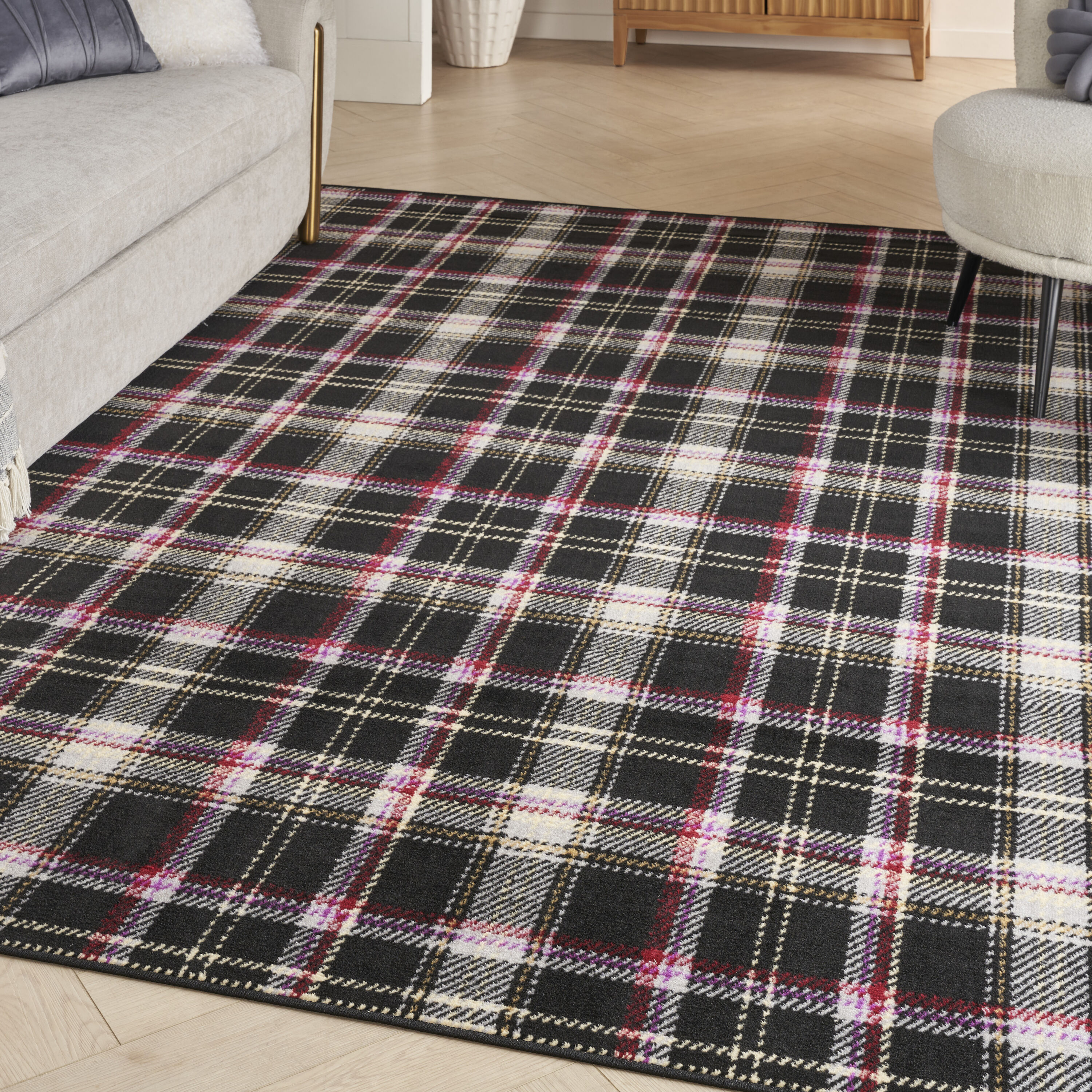 Nourison 99446394705 Grafix 8 x 10 (ft) Loomed Polypropylene Black Rectangular Indoor Abstract Area rug