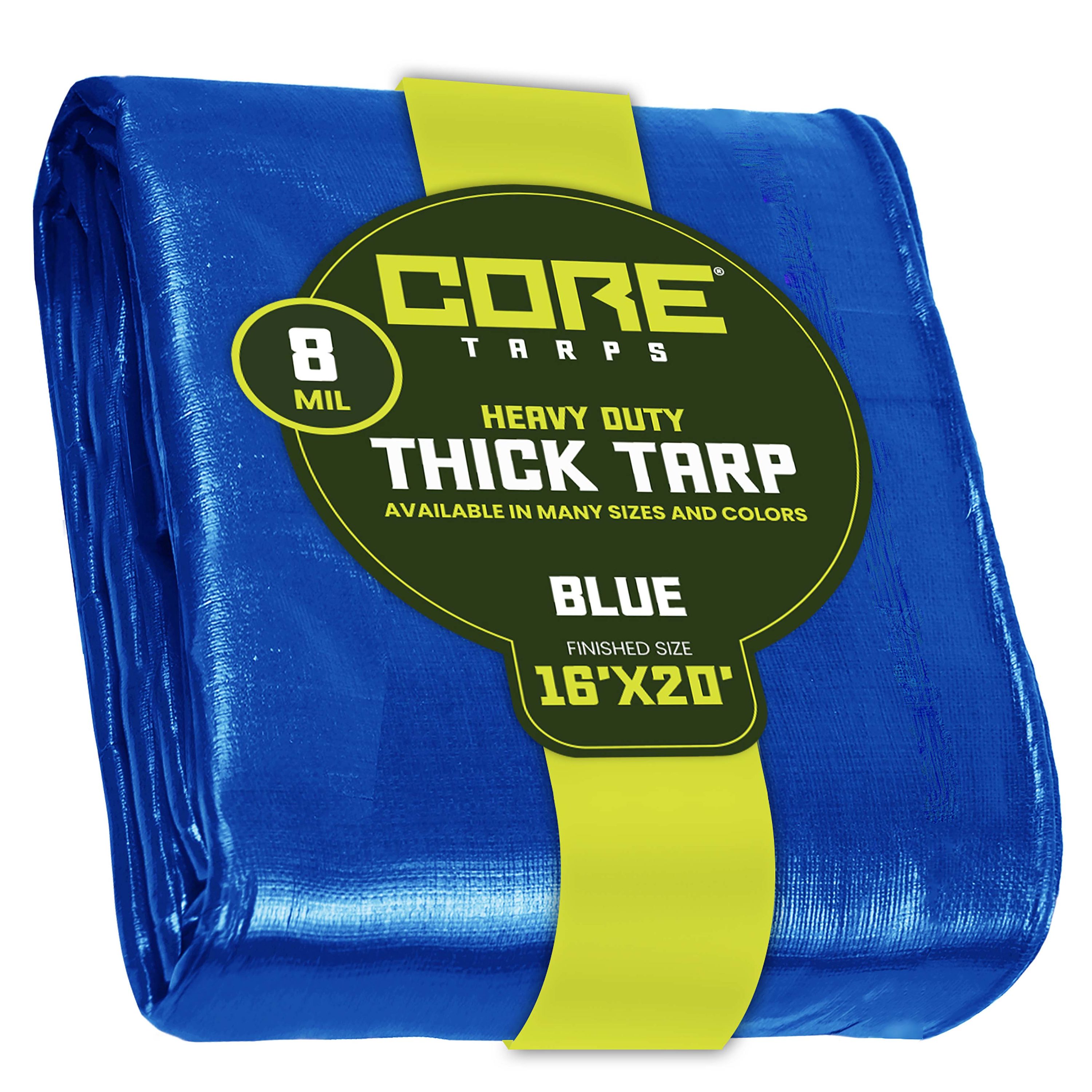 Core Tarps CT-405-16X20 16-ft x 20-ft Blue Waterproof Commercial Polyethylene 8-Mils Tarp