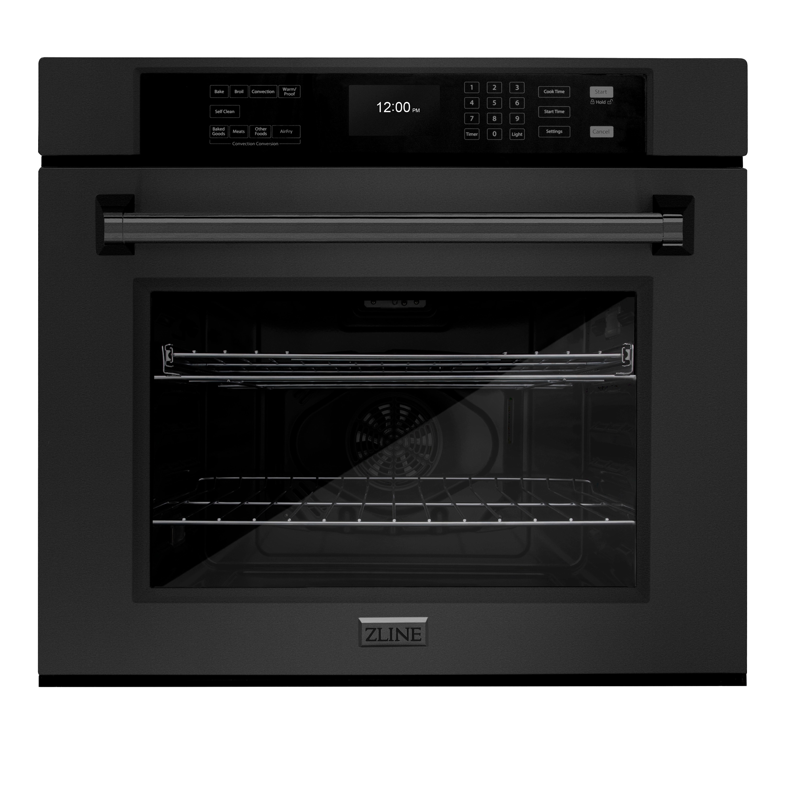 ZLINE KITCHEN & BATH WASB-30 30 inch Single Electric Wall Oven with Air Fry True Convection and Self-cleaning ( Black Stainless Steel with Black Stainless Steel Handle )
