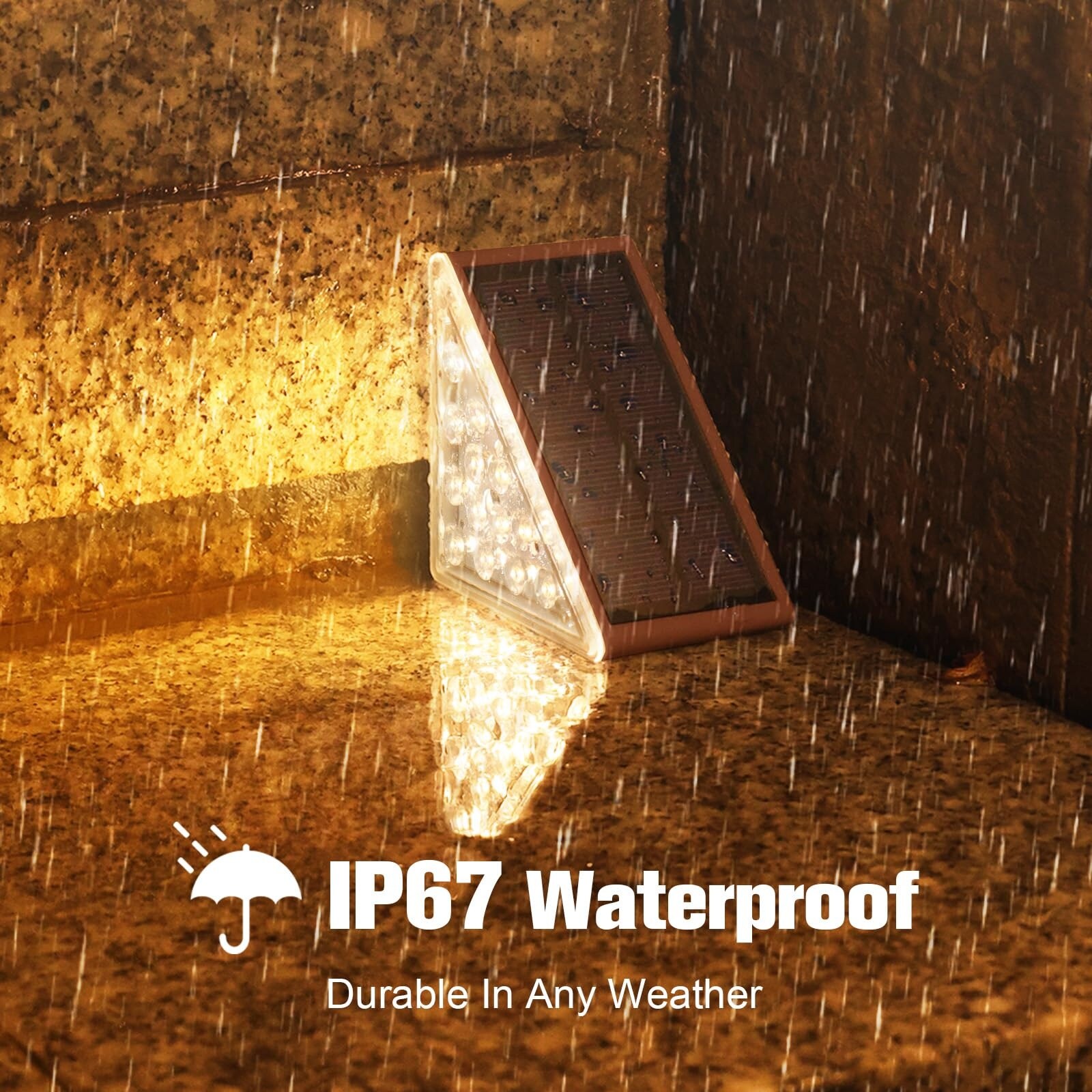 Etokfoks 80 lumen brown low voltage outdoor integrated led solar stair ...