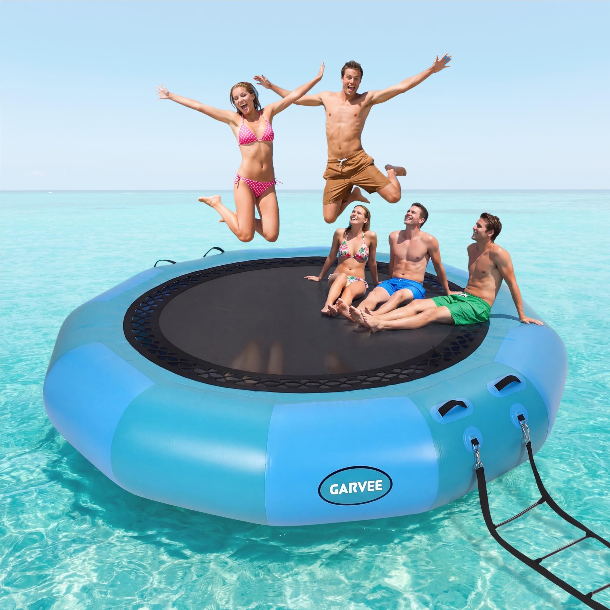 Encore Beets 12x12 FT Inflatable Floating Water Trampoline for