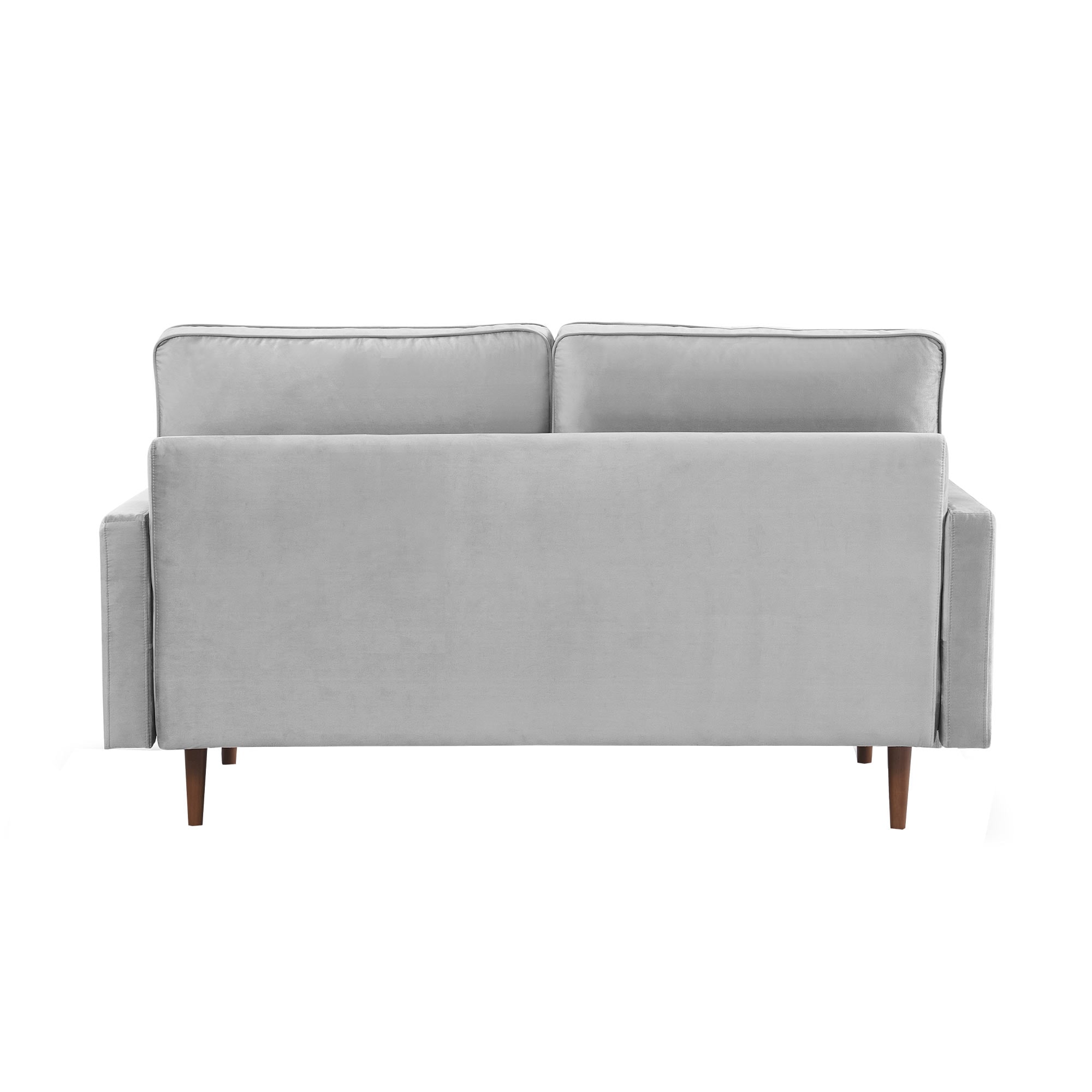 69 Inch Grey Velvet Sofa with Wood Legs and Bolster Pillows
