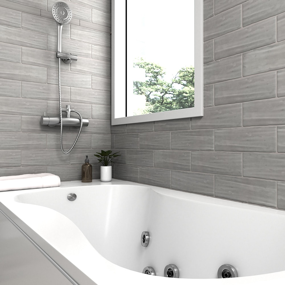 Boutique Ceramic Boutique Crafted Grey 5x14 5-in x 14-in Glazed Ceramic Subway Wall Tile