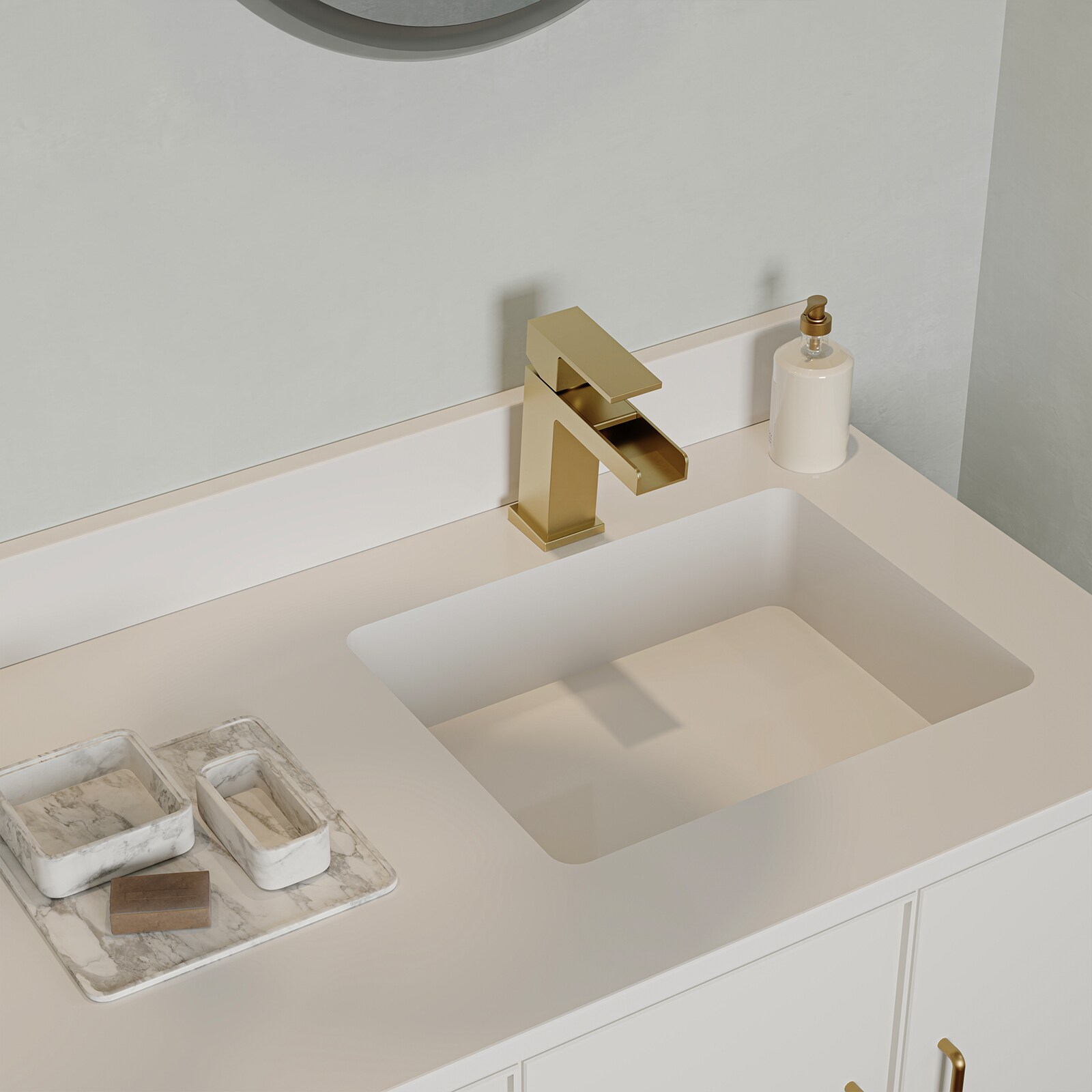 Brushed Gold Single Handle Waterfall Bathroom Faucet