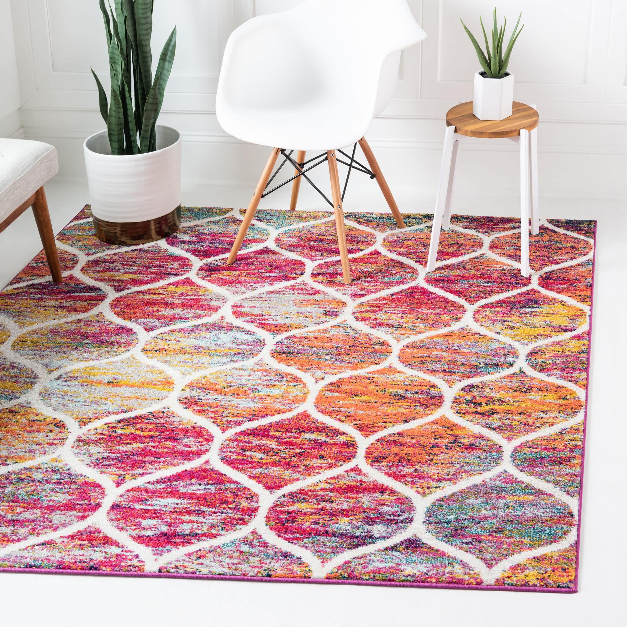 Unique Loom 3151701 Trellis Frieze 3 x 3 (ft) Loomed Polypropylene Multi Square Indoor Trellis Area rug