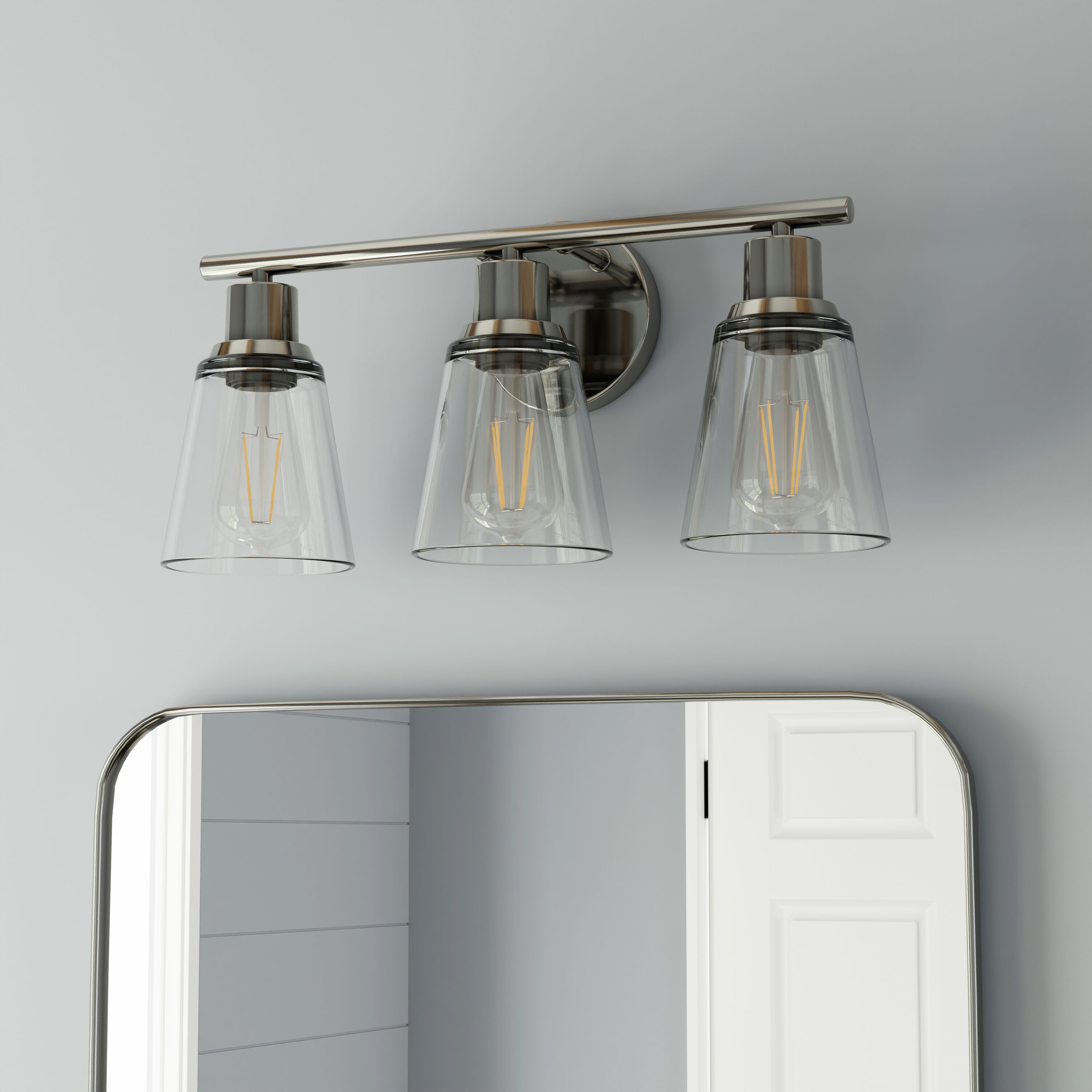 Project Source VBJ221-3BNK Reno 18-in 3 -Light Brushed Nickel Transitional Vanity light