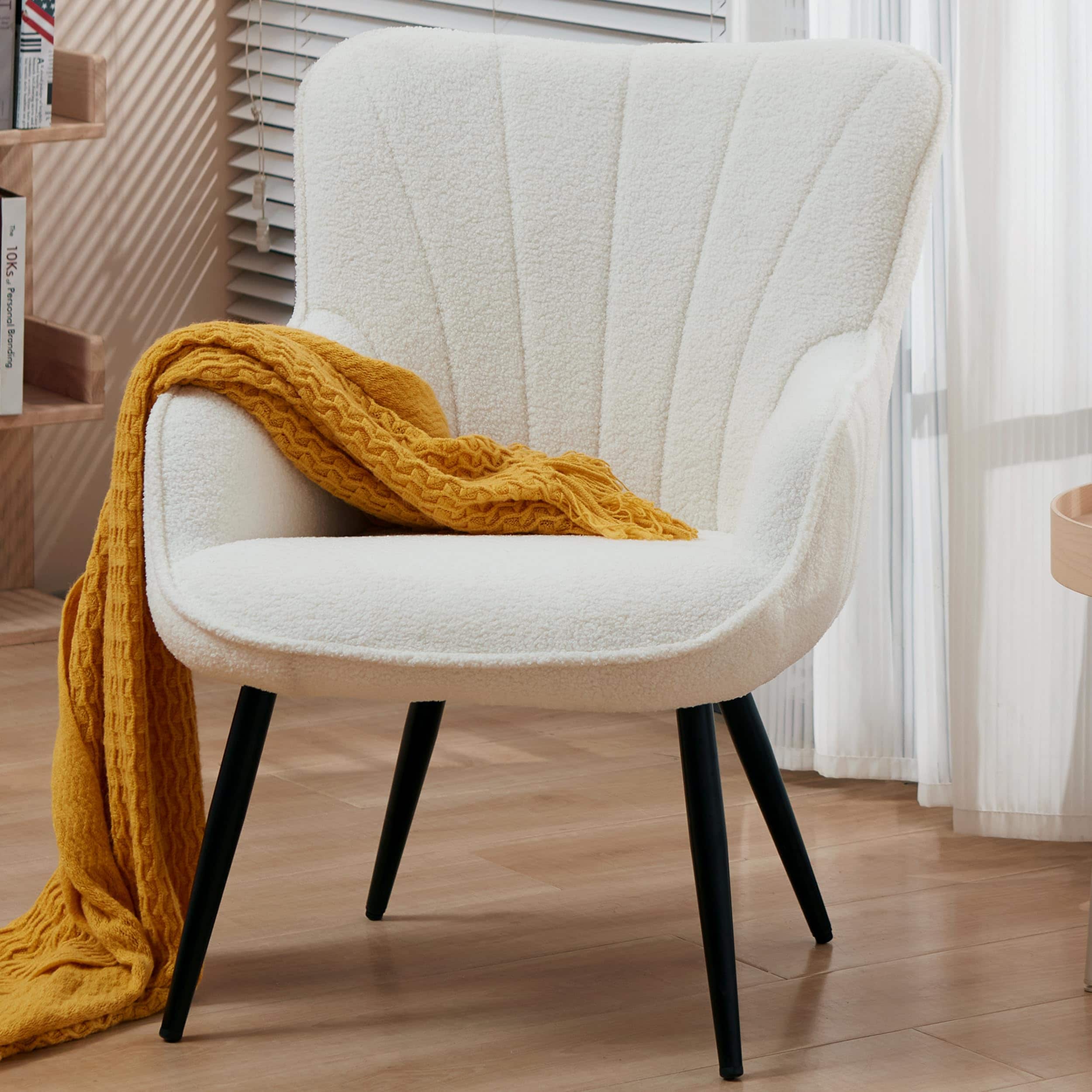 LTMATE LS36263505 Midcentury White Wingback Chair
