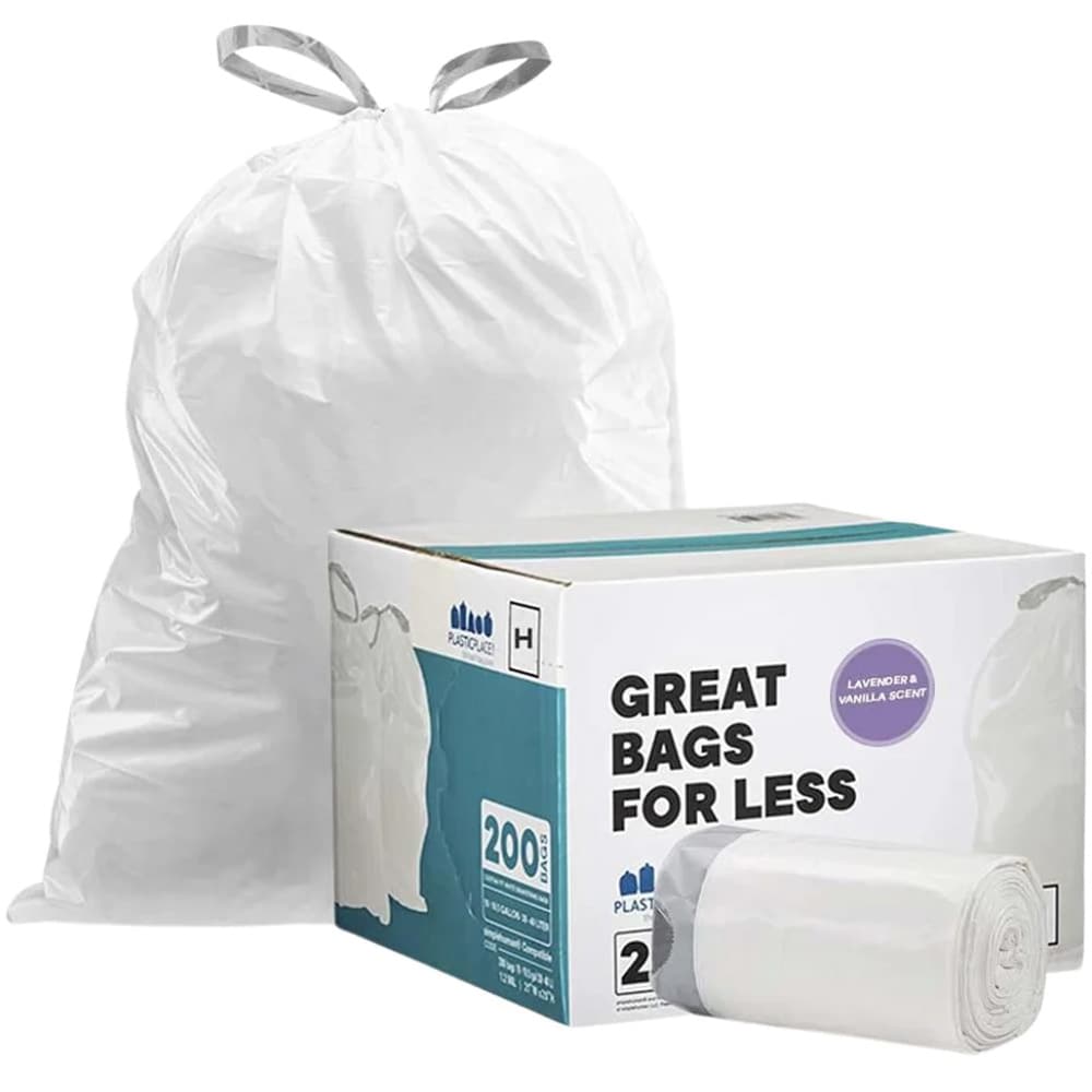 Plasticplace 18.5 in. x 28 in. 8 Gal. to 9 Gal., White Drawstring