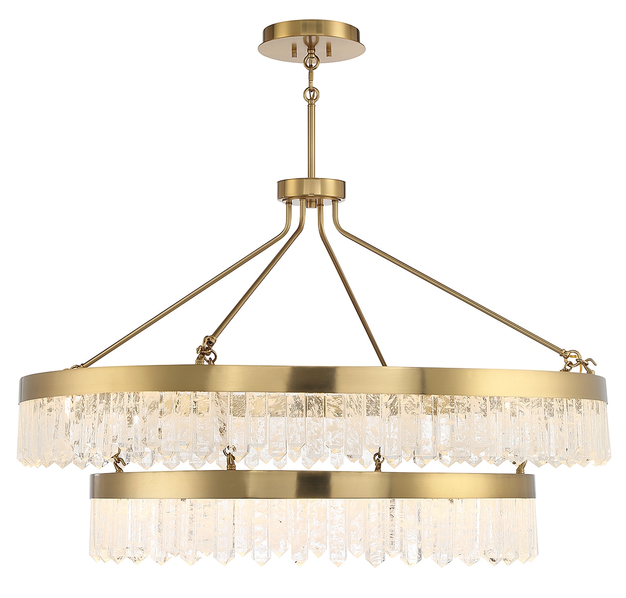 Landon Warm Brass 2-Light LED Pendant with Crystal