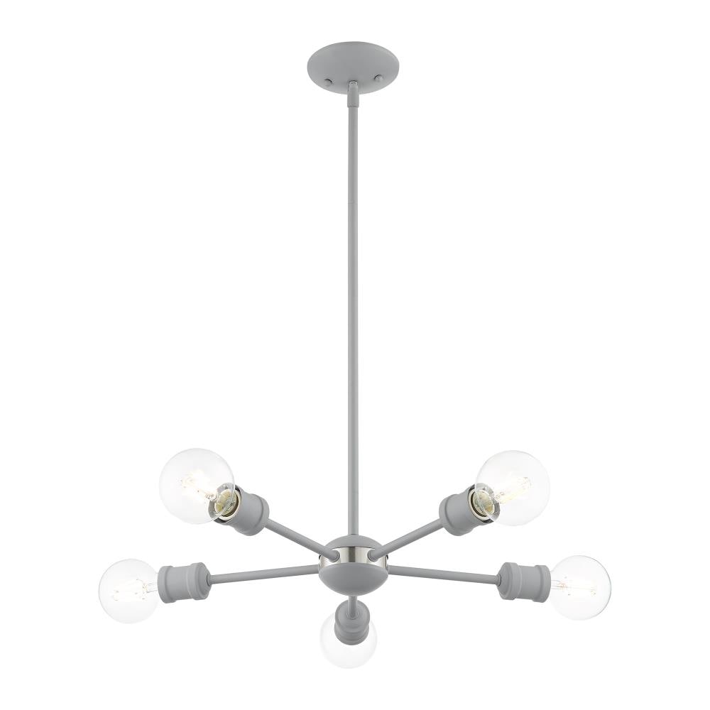 Lansdale 5-Light Nordic Gray & Brushed Nickel Crystal Chandelier