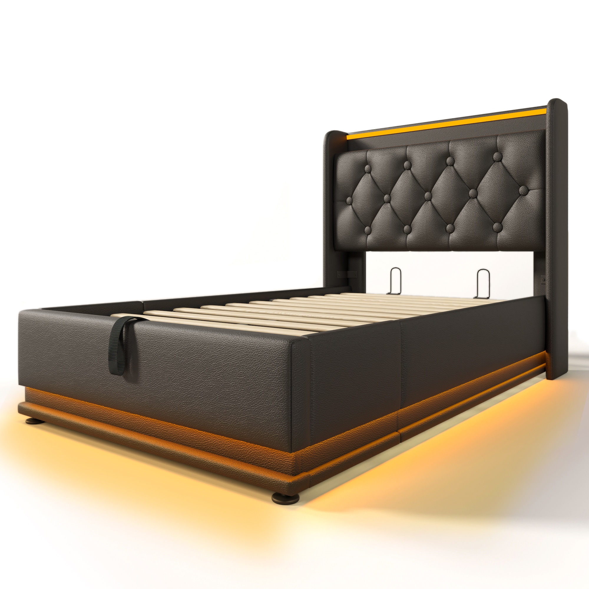 Bybafun YC4700022 Black Twin Wood and metal Bed frame Bed with Storage