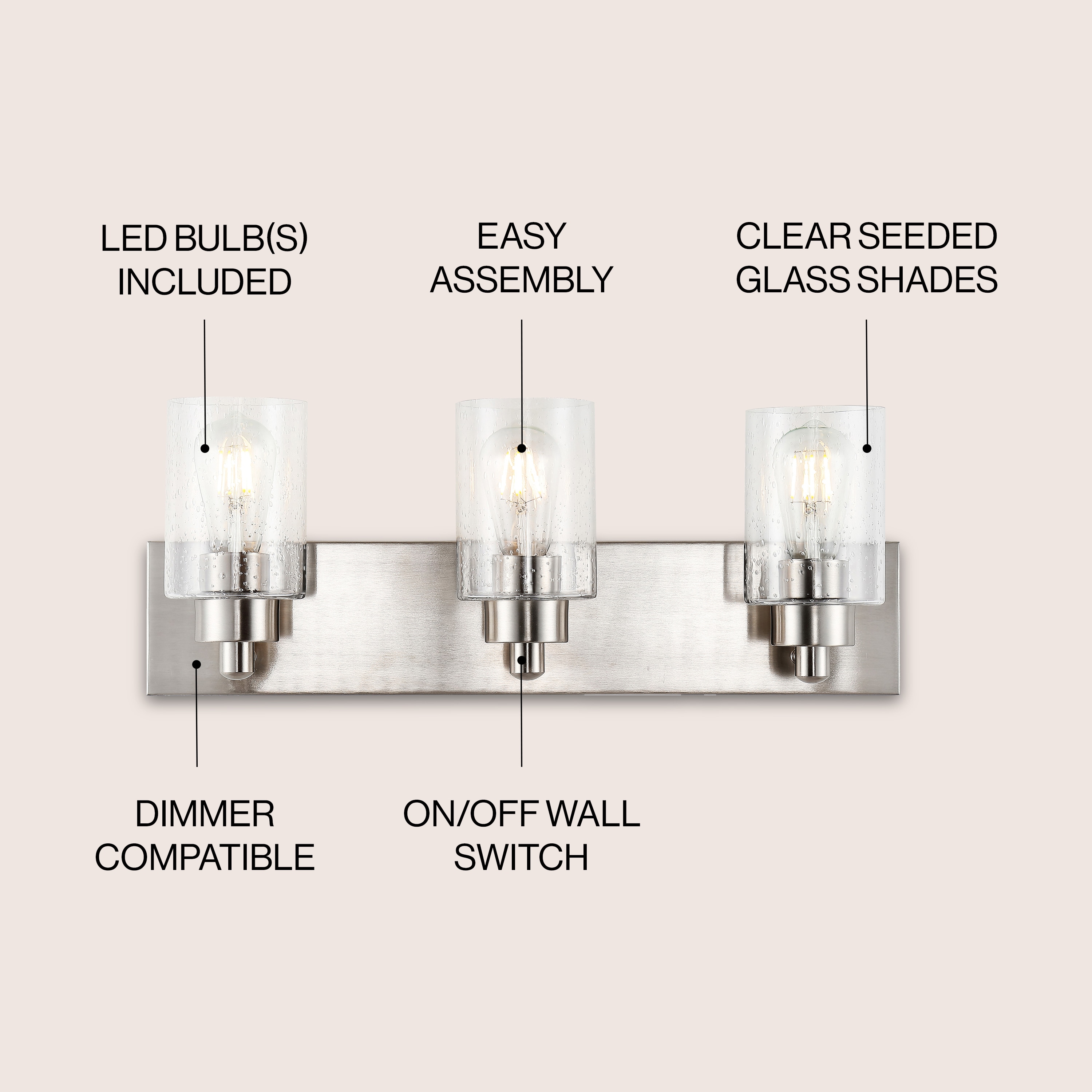 Irving 22" Nickel 3-Light Cylinder Vanity Light