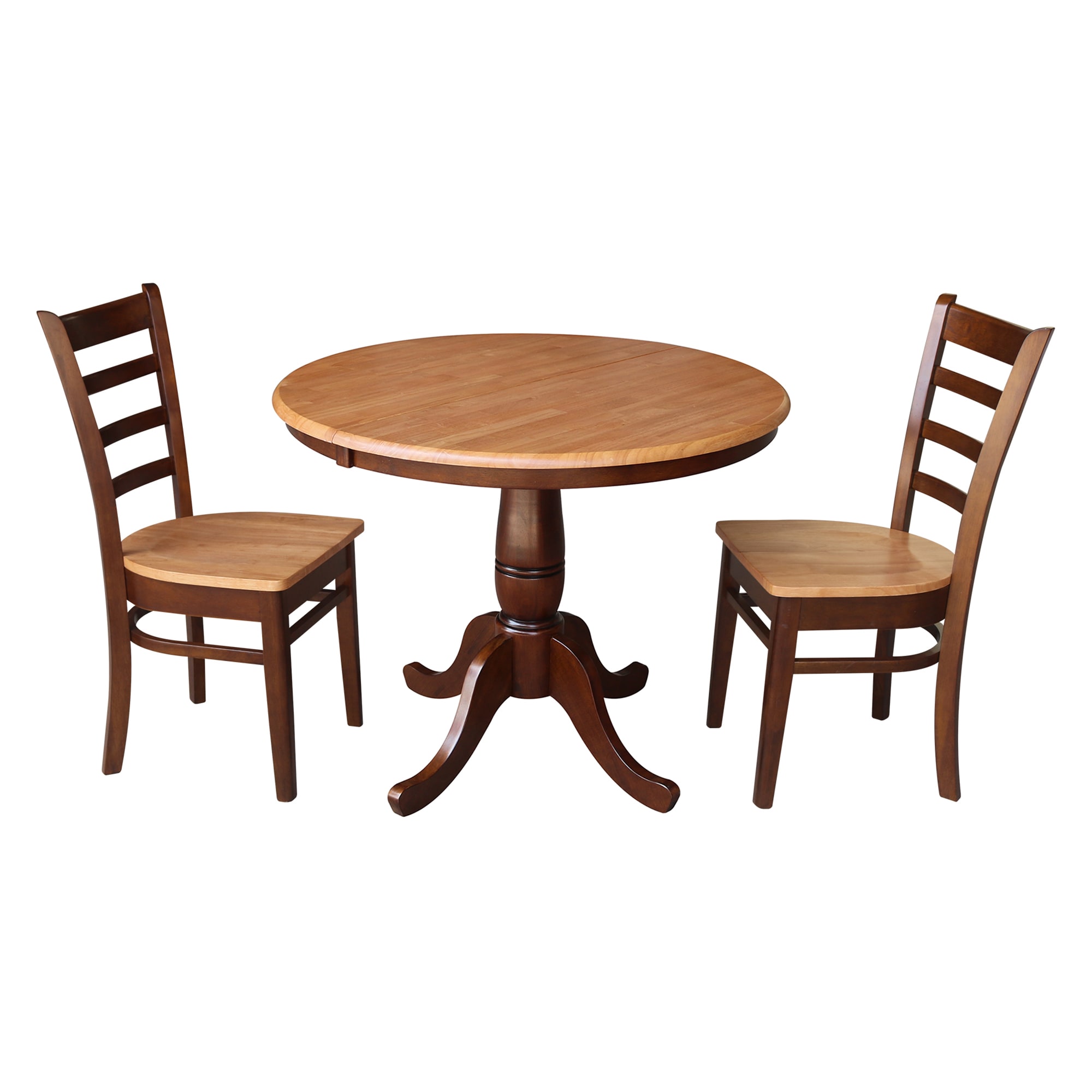 International Concepts K58-36RXT-C617-2 Cinnamon/Espresso Traditional Dining Room Set with Round Table (Seats 2)