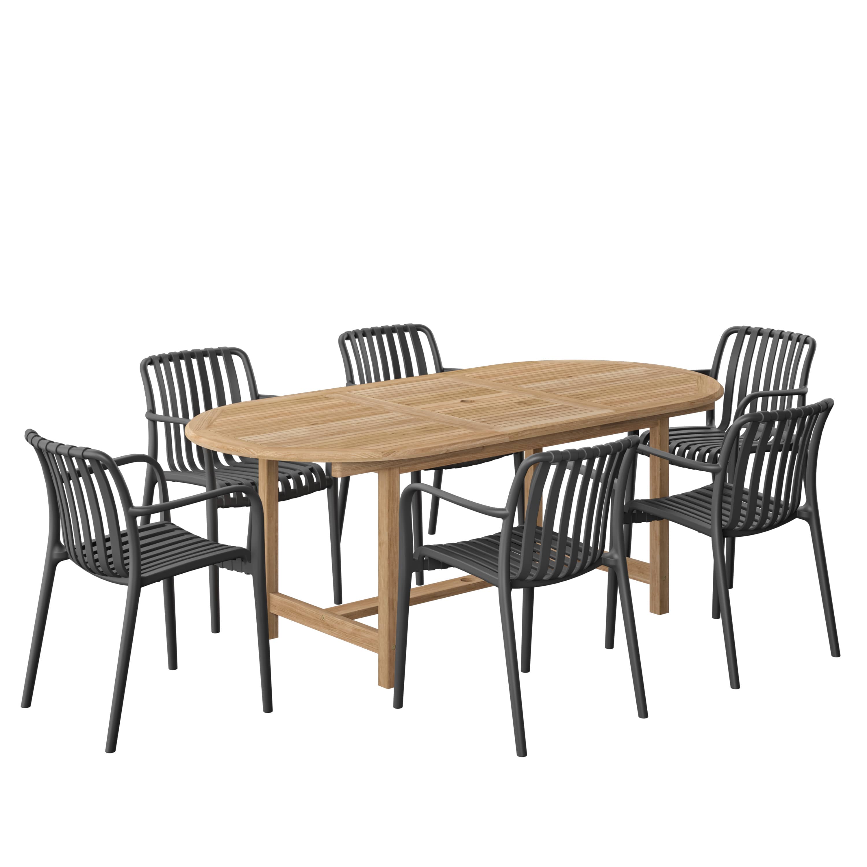 Amazonia DIANOVSM-6-CURA-BK Urban Elements Sulu Patio Dining Set for 6 – Perfect for Family and Friends - Modern and Stylish Dining Table with Chairs