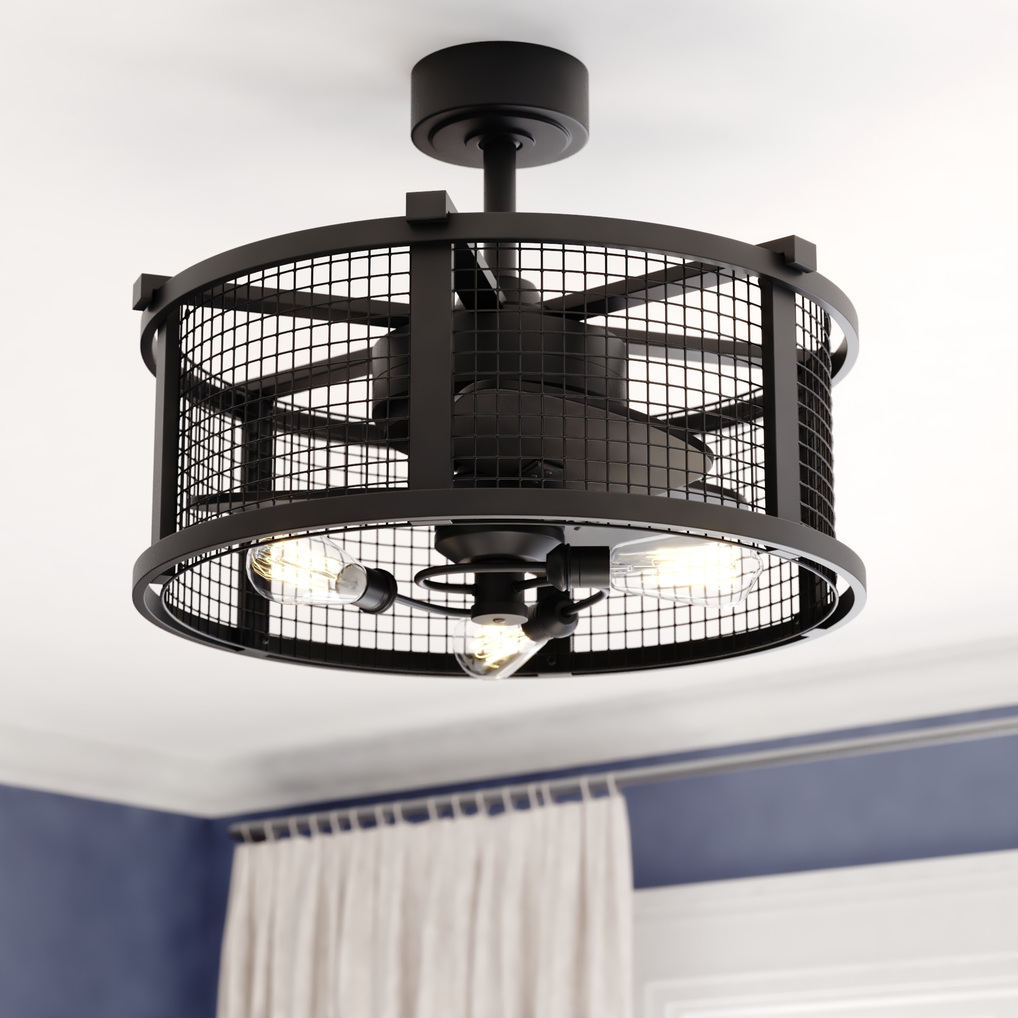 Cascadia F0102 Humboldt 21-in Black with Black-Dark Bronze Blades Fandelier Ceiling Fan With Light - Remote Included ( 3 -Blade )