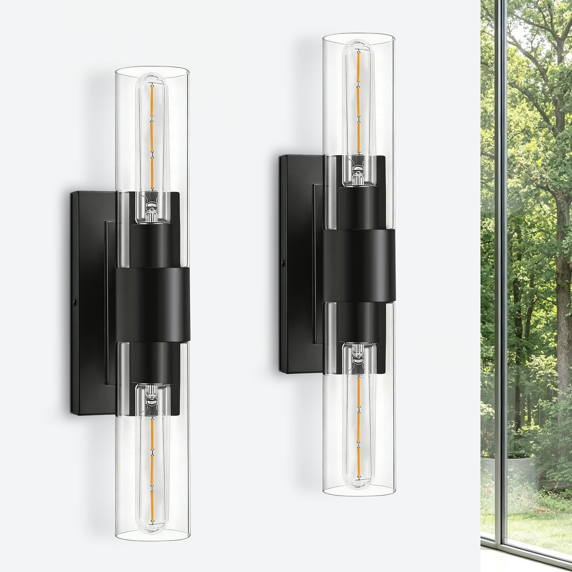 LOBREG  2 Pack 18.9 in. Gold Vanity Light with Clear Glass Shade Bathroom Wall Sconces