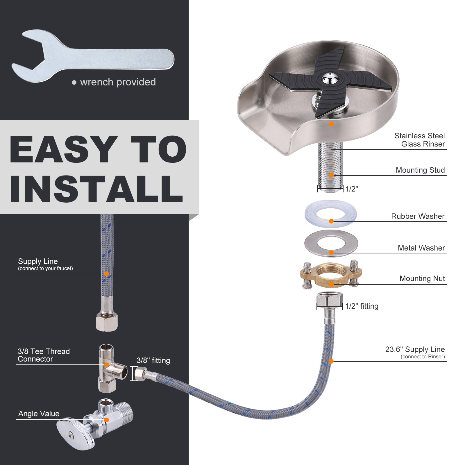 High-Pressure Stainless Steel Glass Washer, Quick & Efficient