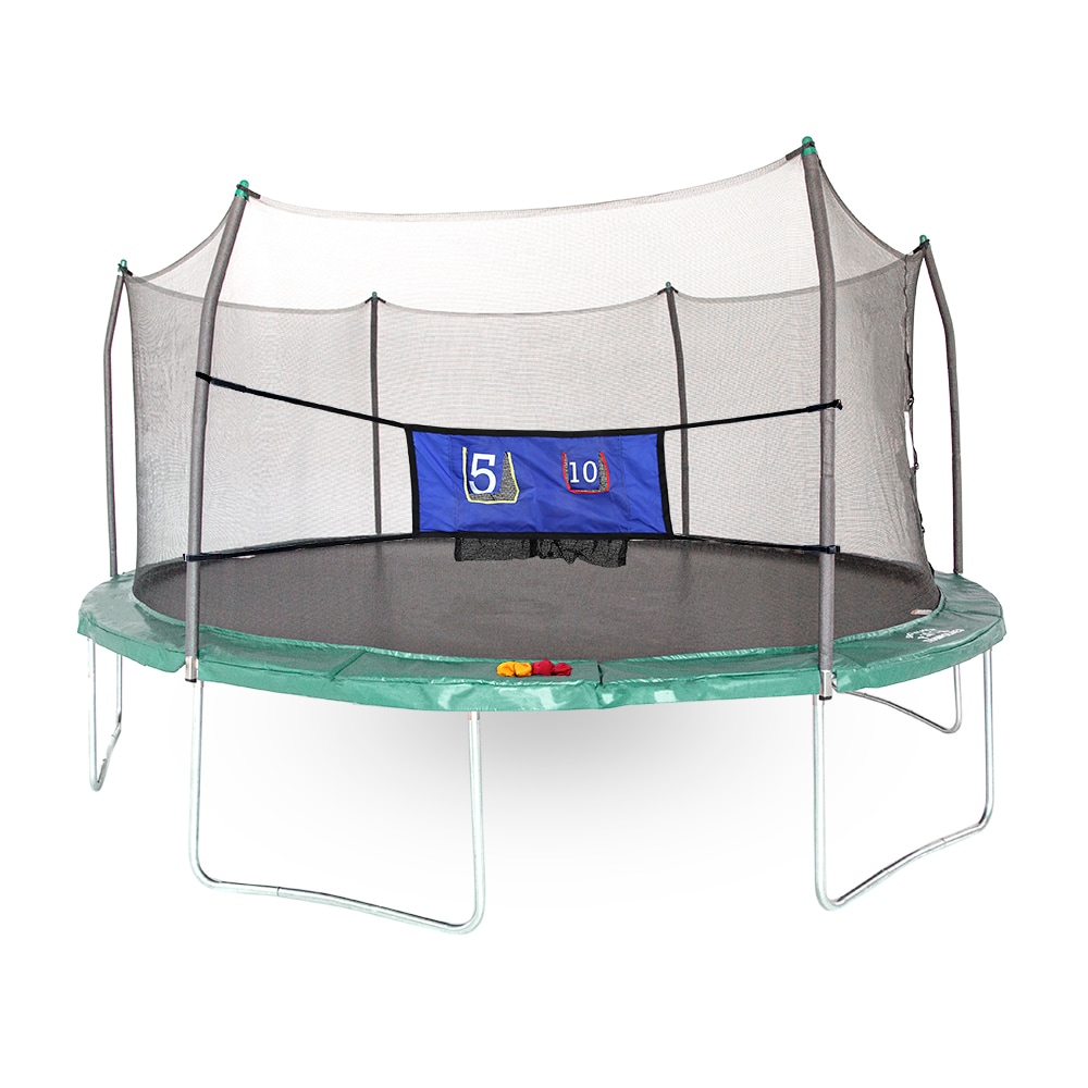 16 Ft. Oval Trampoline with Enclosure, Toss Game, and UV Protection - Green | - Skywalker STEC1620.1