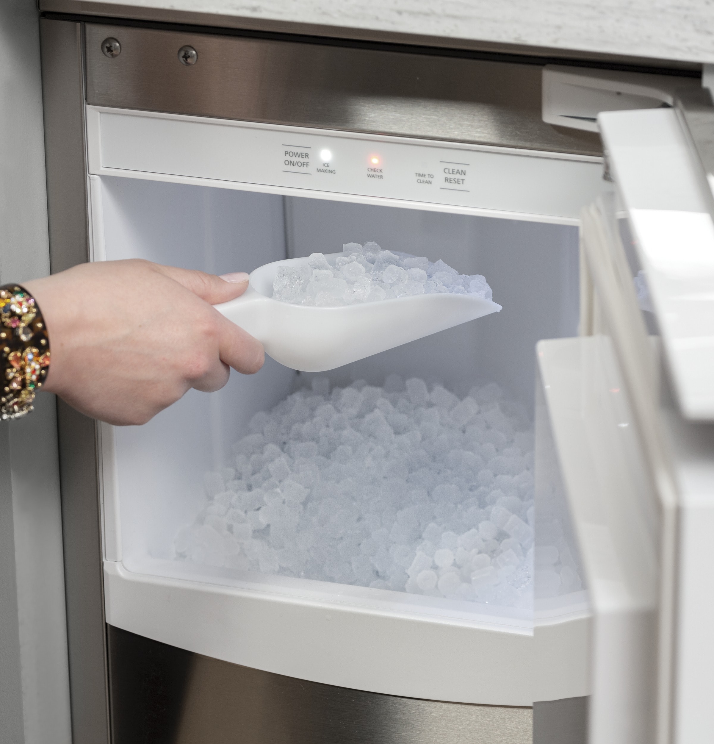 GE Profile Opal 38-lb Drop-down Door Countertop or Portable Nugget Ice  Maker (Stainless Steel)