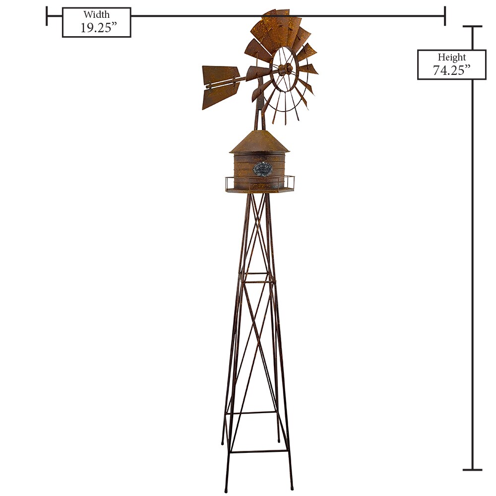 RCS Gifts Decorative Windmill 74.25-in 16-Blade Steel Decorative ...