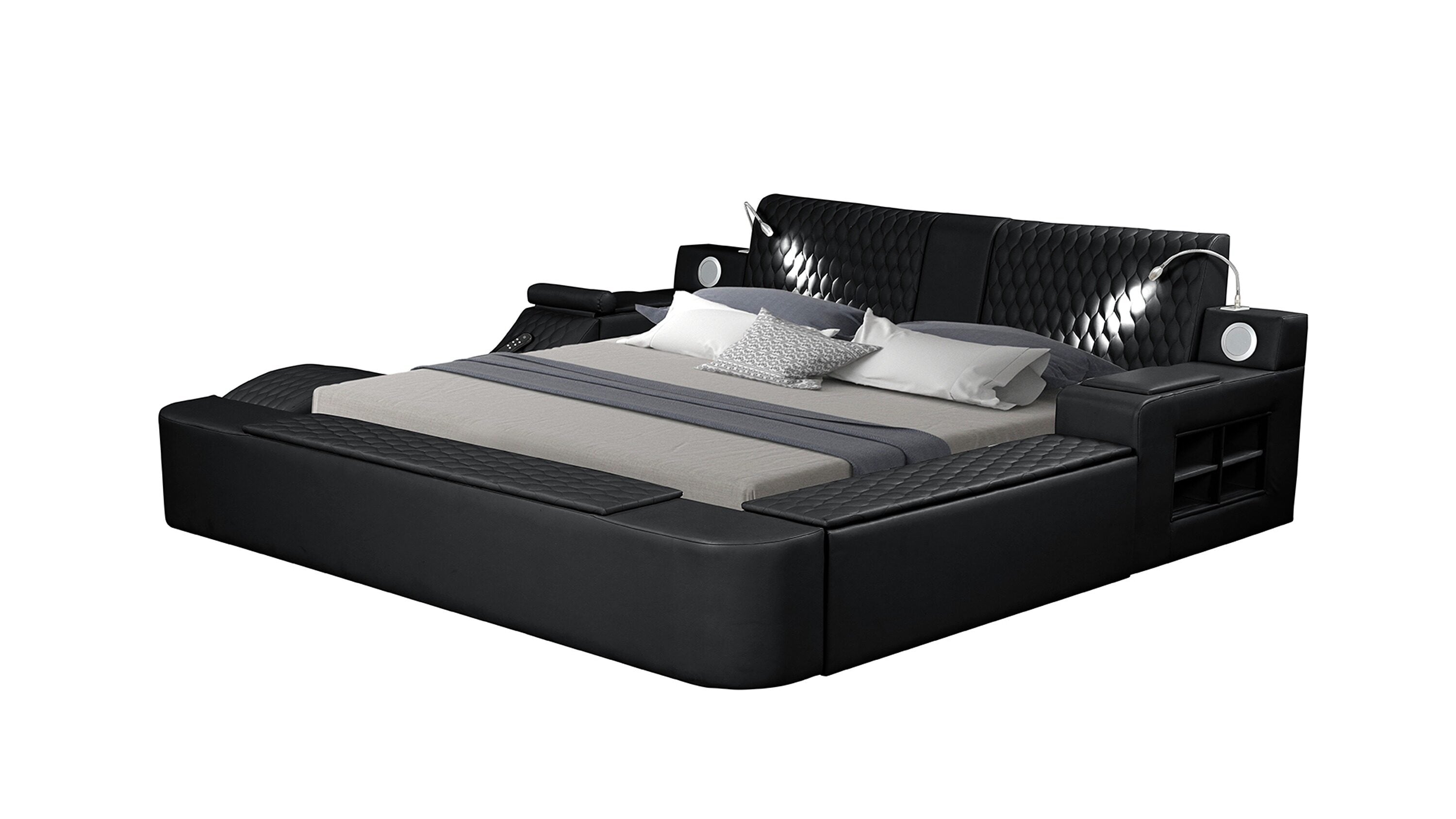 Galaxy 698781493298 Black King Wood Panel Bed with Storage