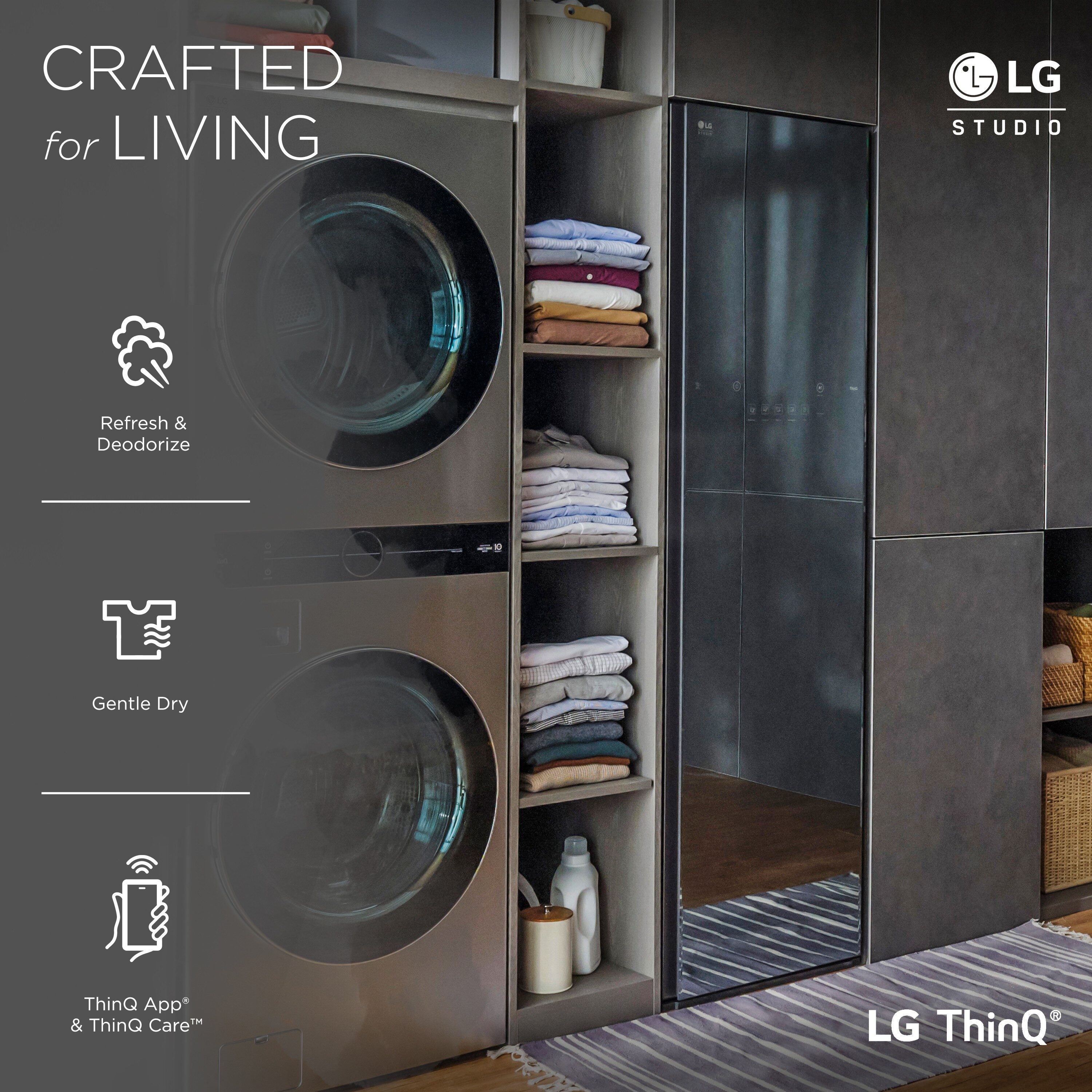 LG STUDIO Styler - Refresh Garments in Minutes with Smart wi-fi Enabled  Steam Clothing Care System - S5MSB