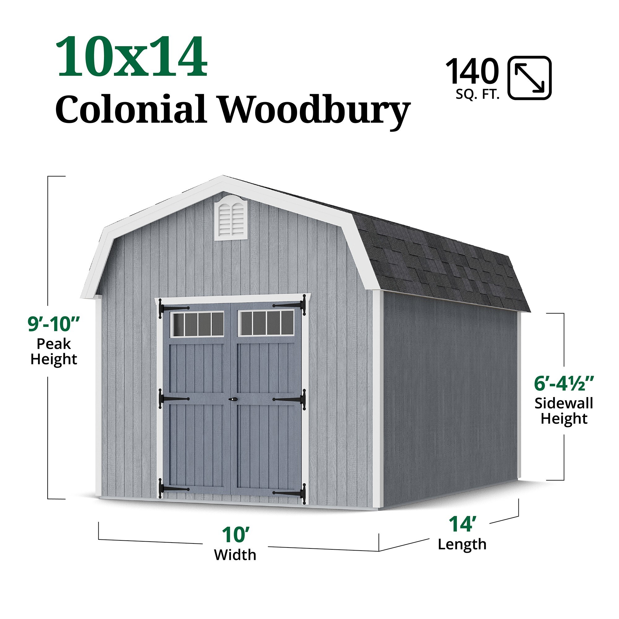 Little Cottage Co 10X14 WBCGS-PC-FK Wood-Storage-Buildings - View #3