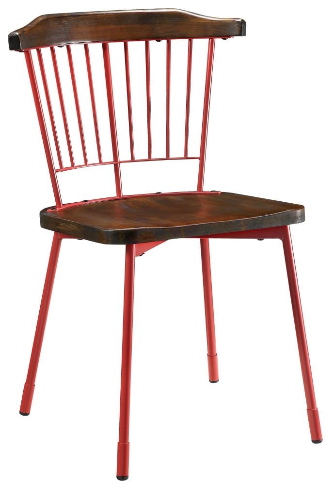 ACME FURNITURE 71796 2 Orien Industrial Red and Brown Oak Accent Chair