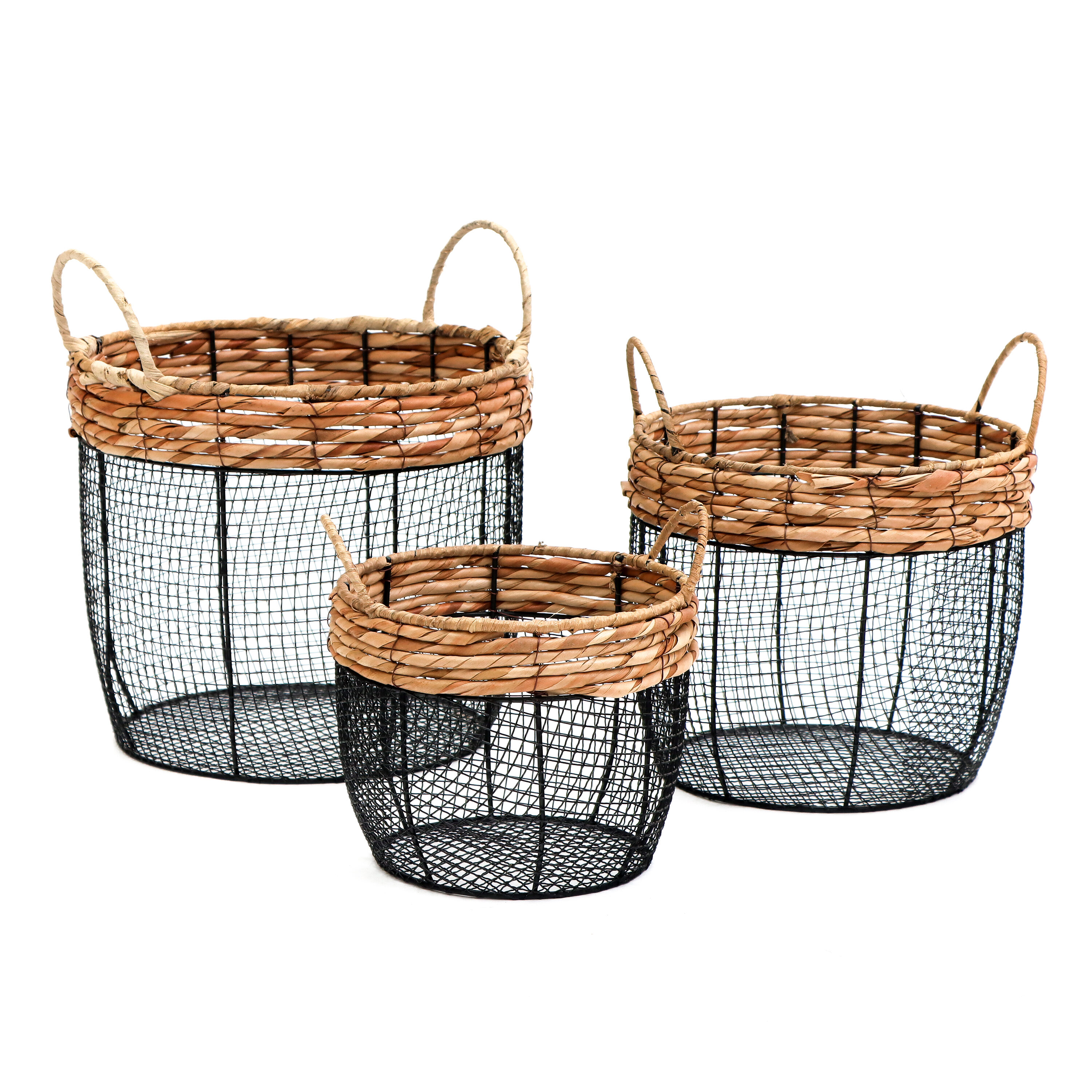 Trademark Innovations BWIRE-RND-3X Black Iron Farmhouse Decorative basket