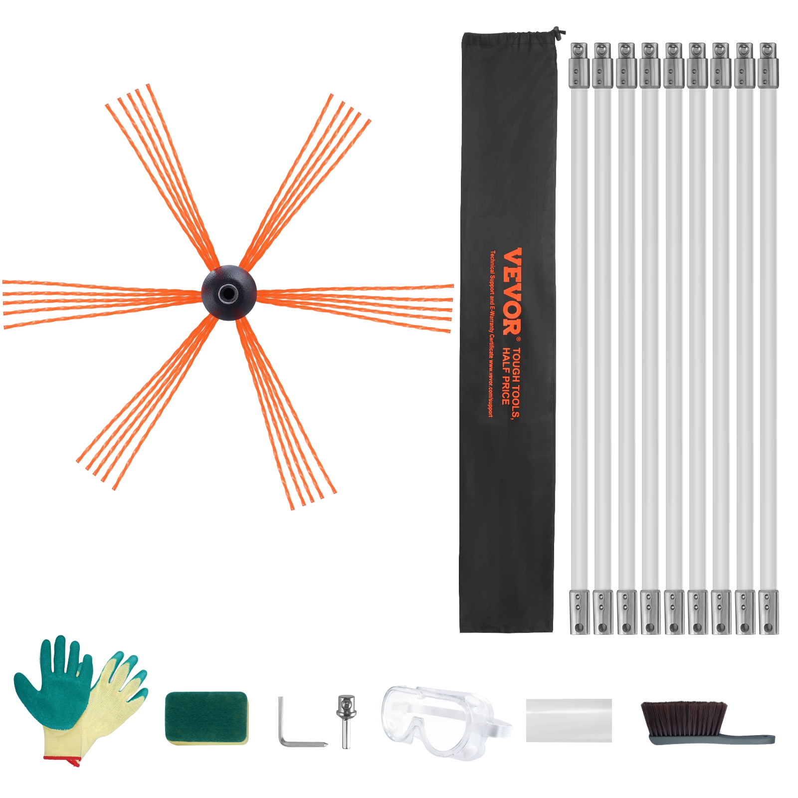 VEVOR YCS30YC1PCS9ENFT8V0 8.7-Inches Rectangular Polypropylene Chimney Brush