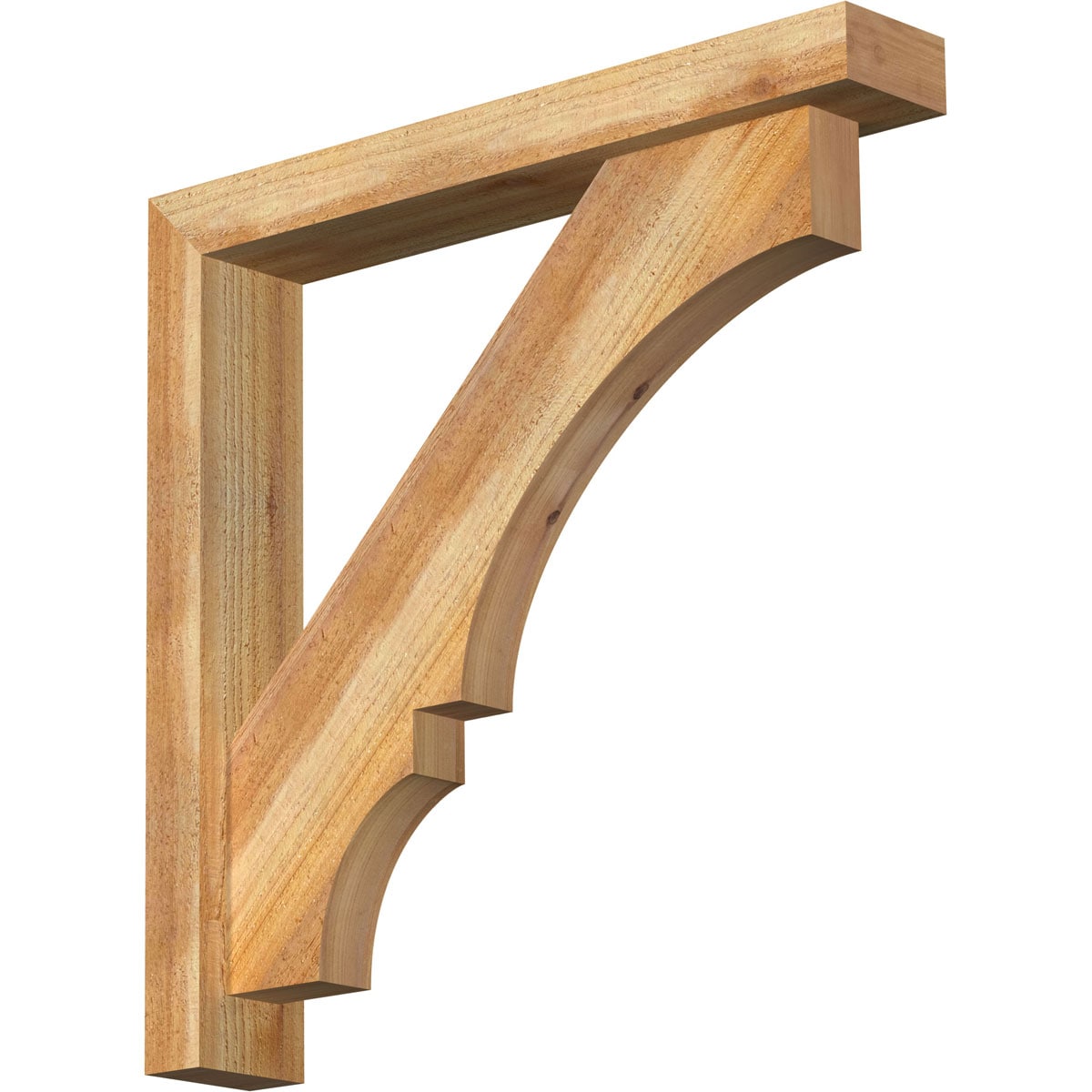 Ekena Millwork 1461823 Balboa Block Rough Sawn Bracket with Offset Brace 4-in x 24-in x 24-in Western red cedar Brown Wood Standard bracket