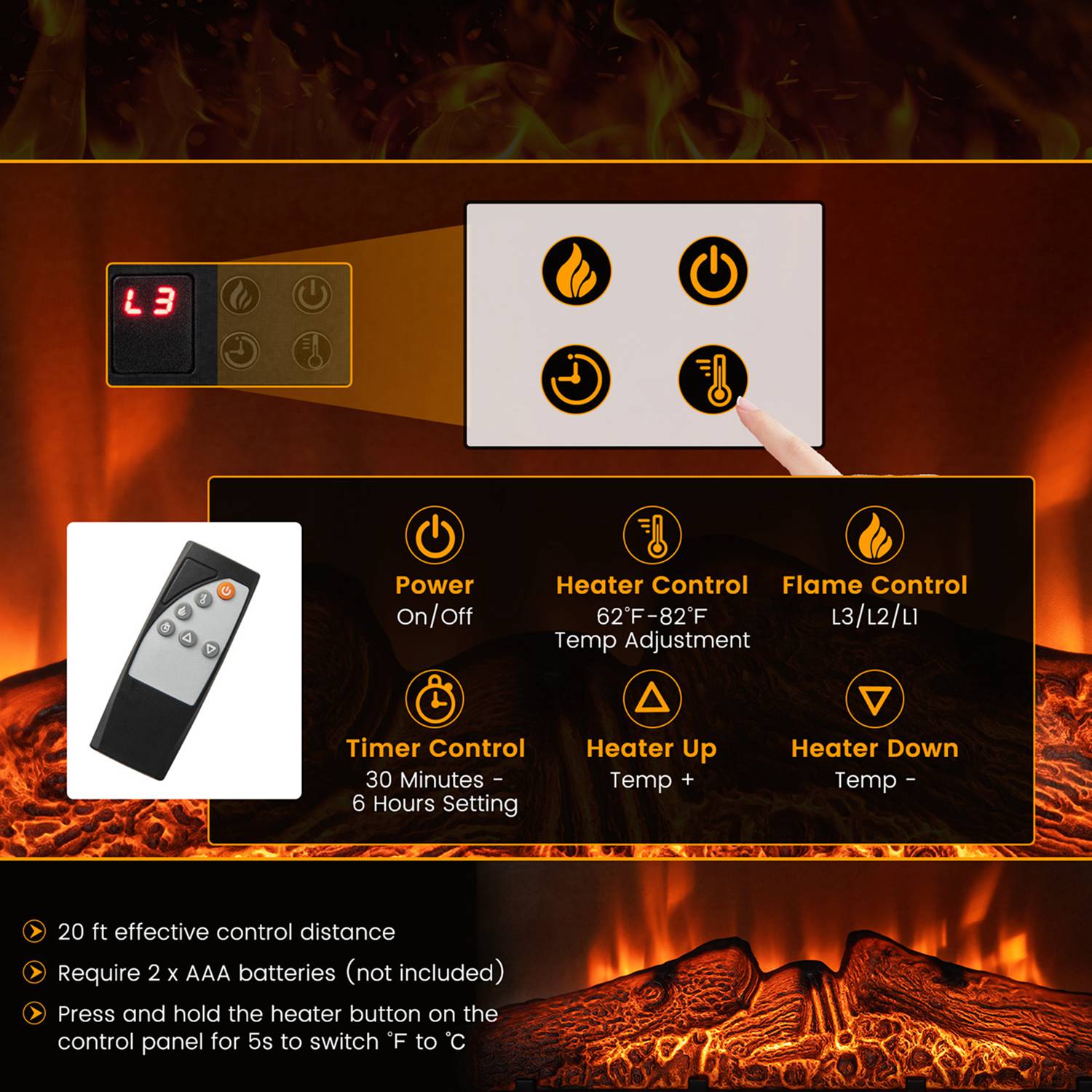 Costway CSHY000105 Electric-Fireplaces - View #9